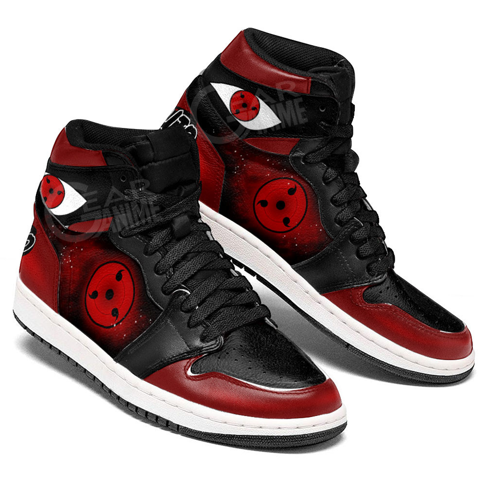 Triple Tomoe JD1s Sneakers Naruto Anime Dojutsu Shoes, Air Jordan Hightop
