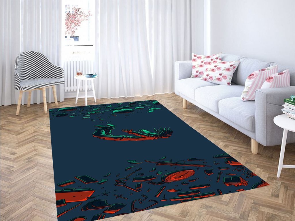 Trippy Falling Living Room Modern Carpet Rectangle Rug
