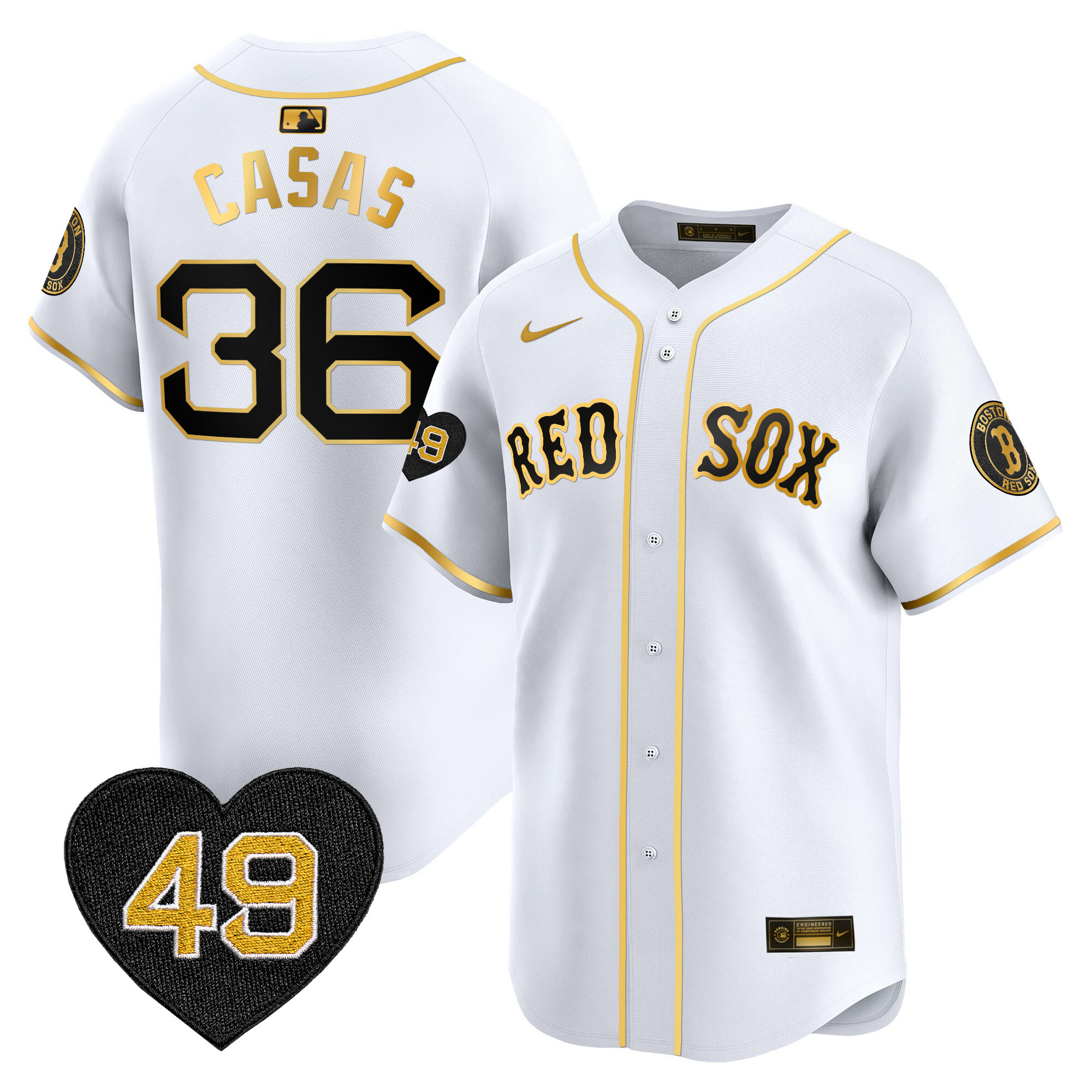 Triston Casas Men's Boston Red Sox Tim Wakefield Patch Vapor Premier Limited White Gold Jersey - All Stitched