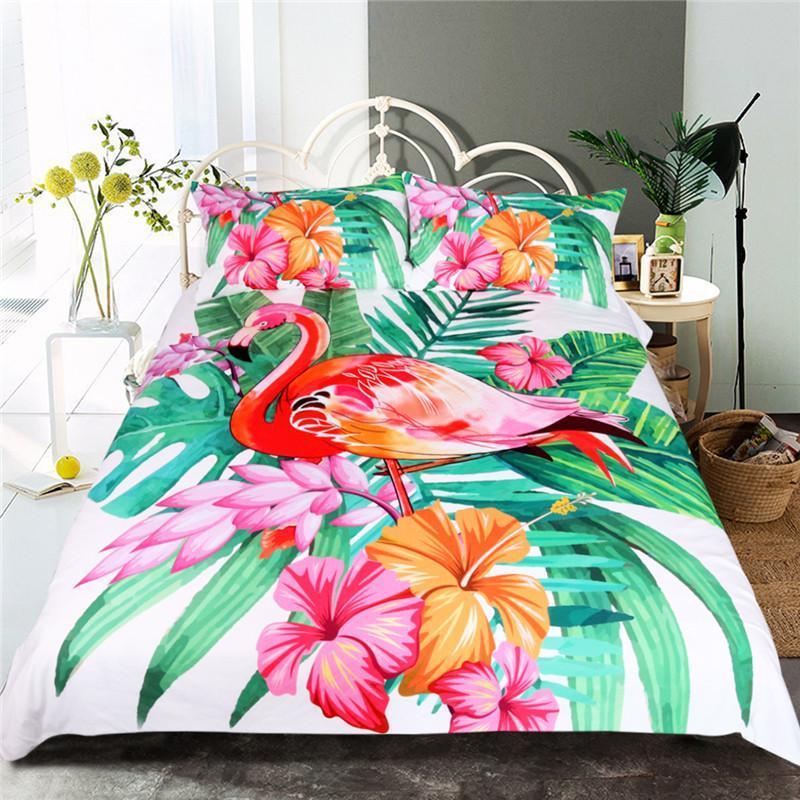 Tropical Flamingo Duvet Cover Bedding Set