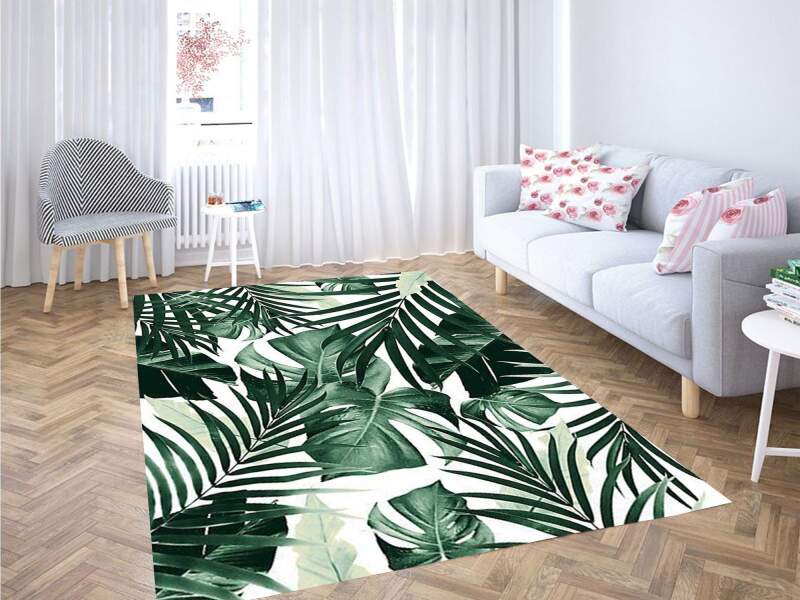 Tropical Jungle Leaves Pattern Carpet Rectangle Rug