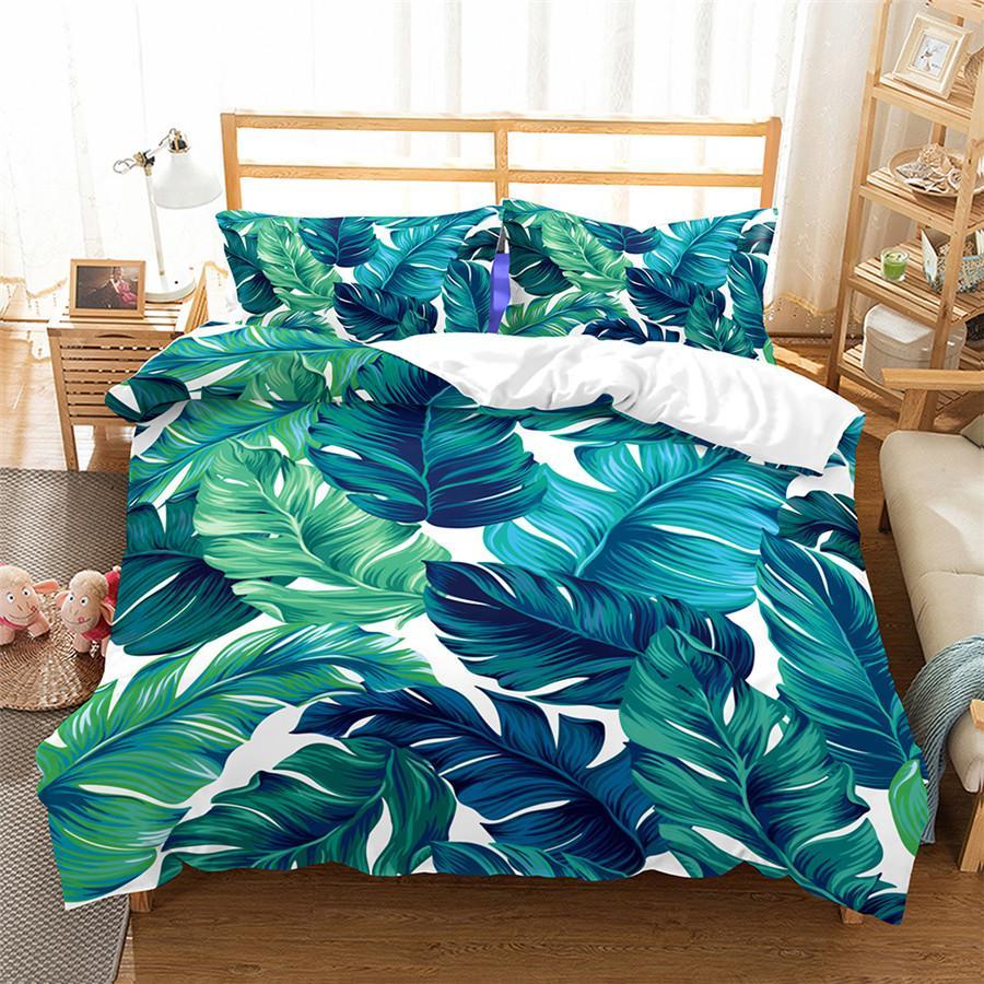 Tropical Leaves 3D Customized Duvet Cover Bedding Set