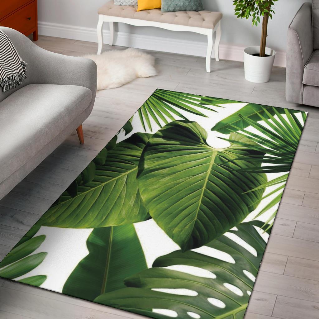 Tropical Palm Leaves Area Rectangle Rug