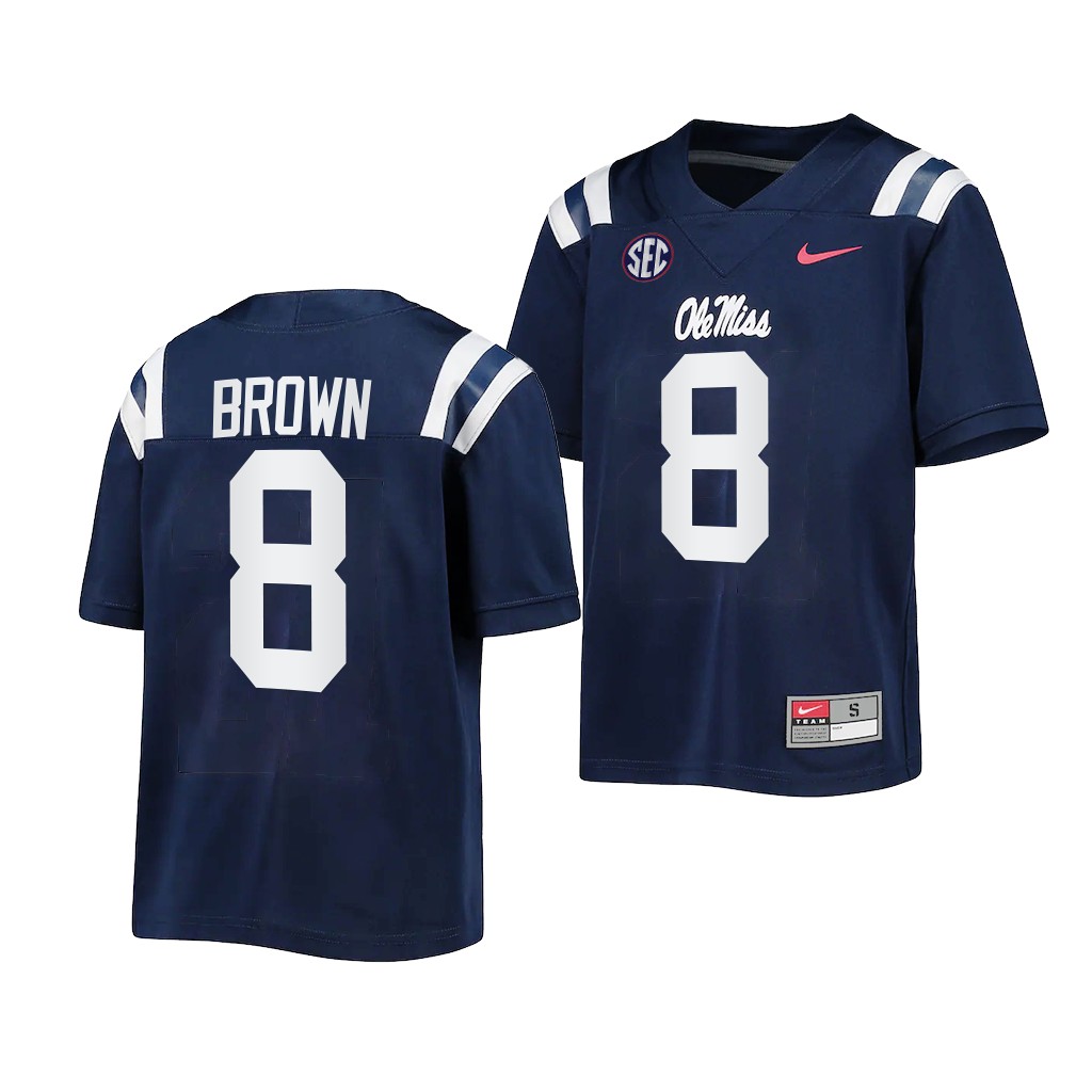 Troy Brown Ole Miss Rebels Navy 2022-23 Untouchable Game Youth Jersey