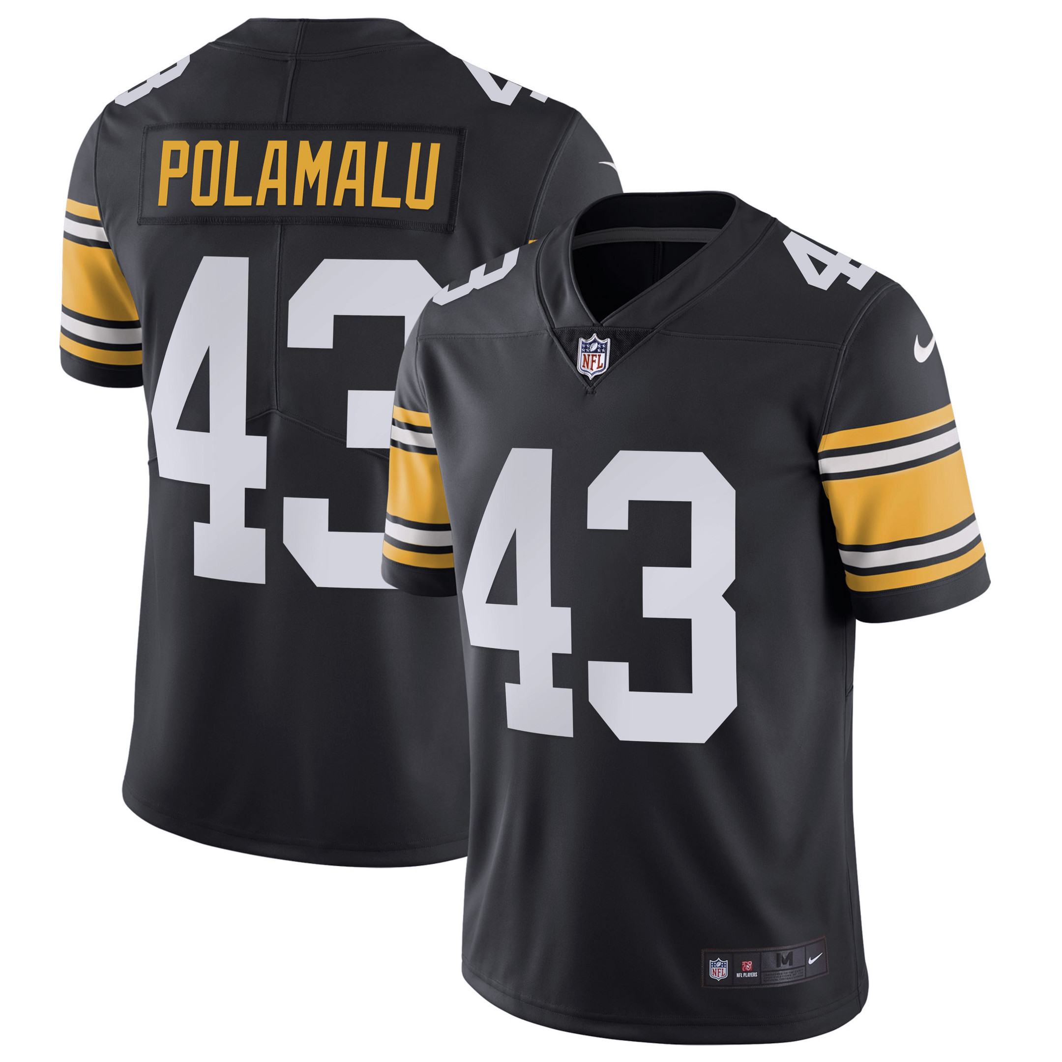 Troy Polamalu Men's Pittsburgh Steelers Alternate Vapor Untouchable Limited - Black Jersey - All Stitched