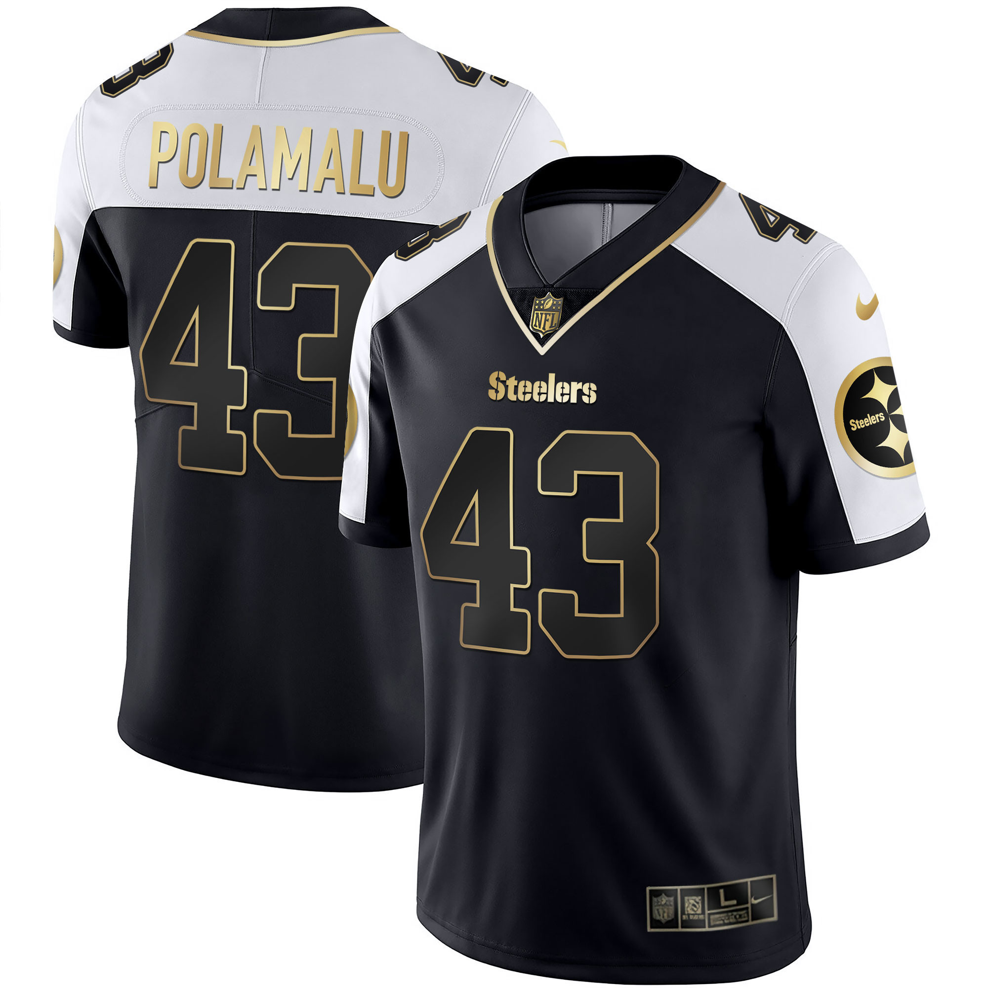 Troy Polamalu Men's Pittsburgh Steelers Gold & Split Alternate Jersey - All Stitched