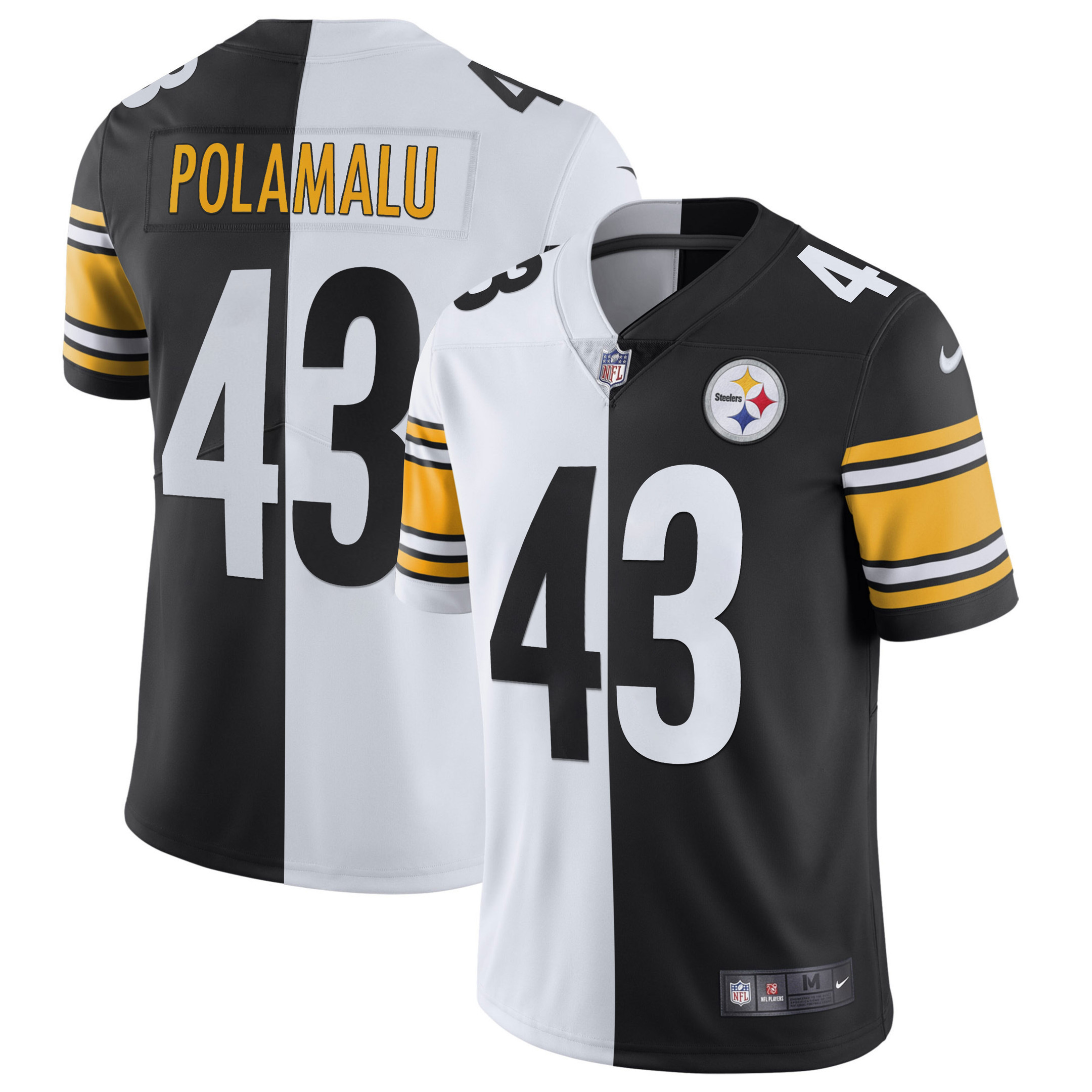 Troy Polamalu Men's Pittsburgh Steelers Gold & Split Jersey - All Stitched
