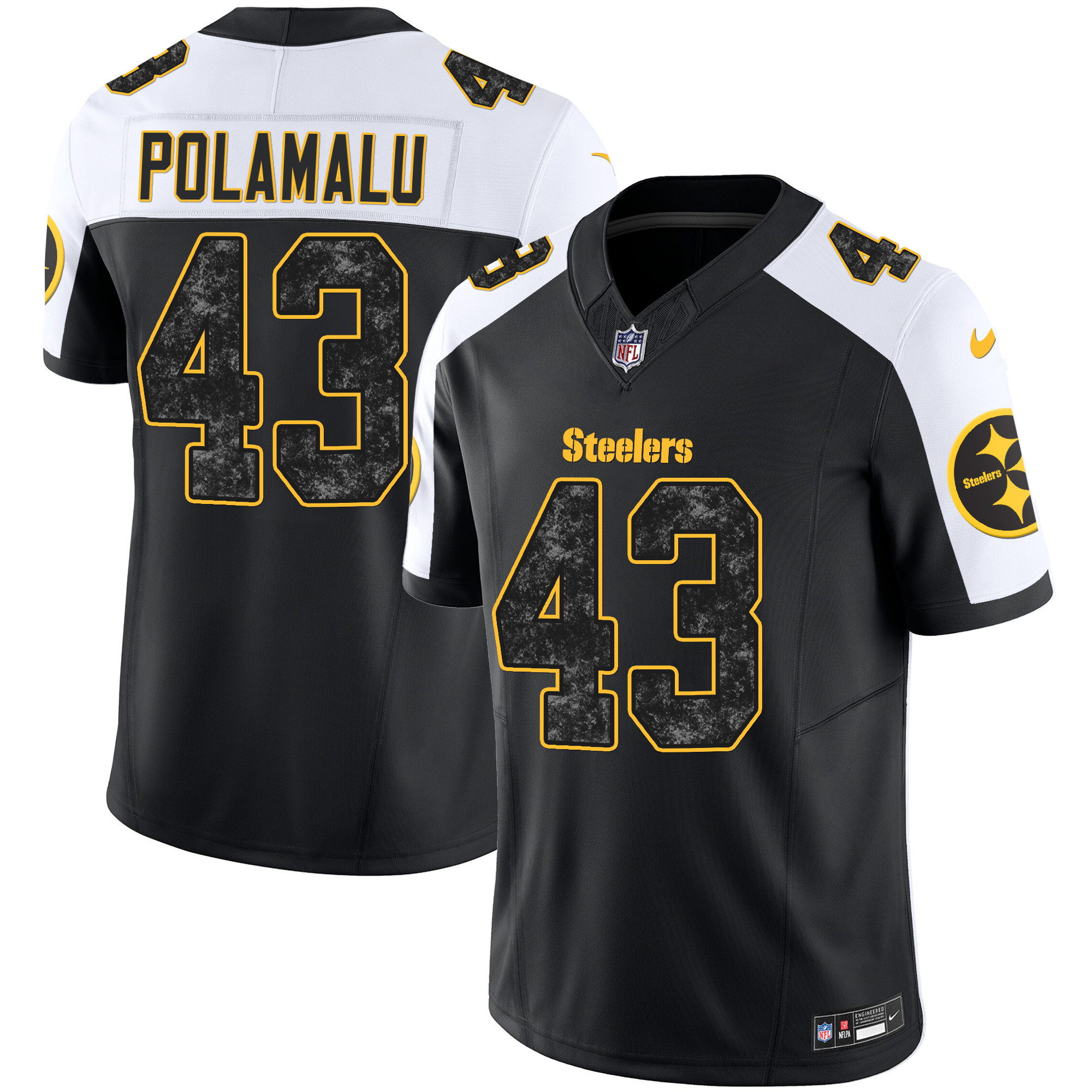 Troy Polamalu Men's Pittsburgh Steelers Grunge Vapor Limited Alternate Jersey - All Stitched