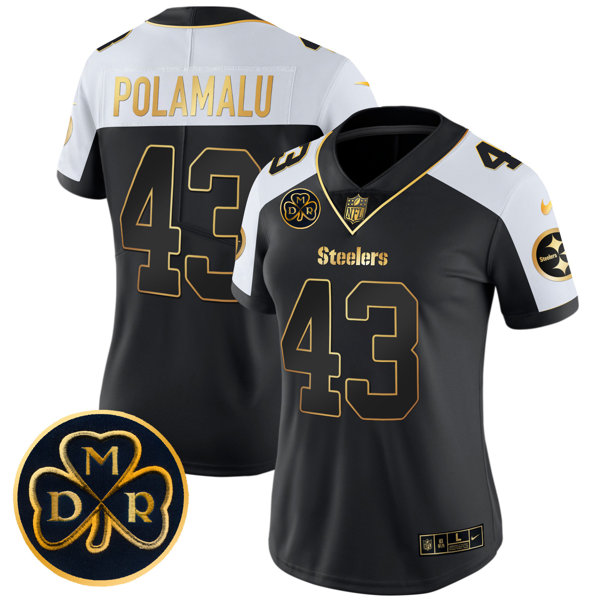 Troy Polamalu Women's Pittsburgh Steelers DMR Patch Gold Vapor Limited Alternate Gold Jersey - All Stitched