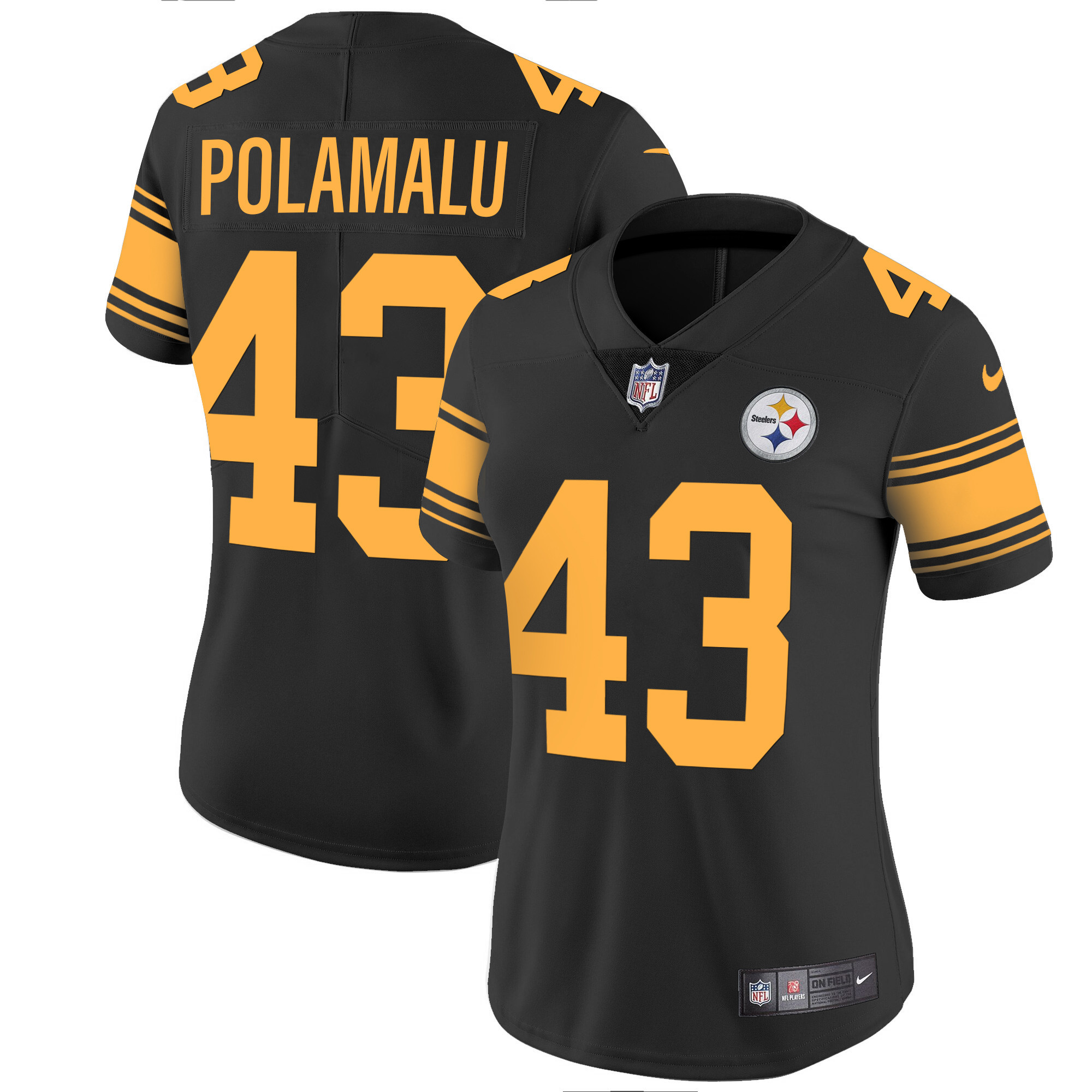 Troy Polamalu Women's Pittsburgh Steelers Vapor Limited Color Rush Jersey - All Stitched