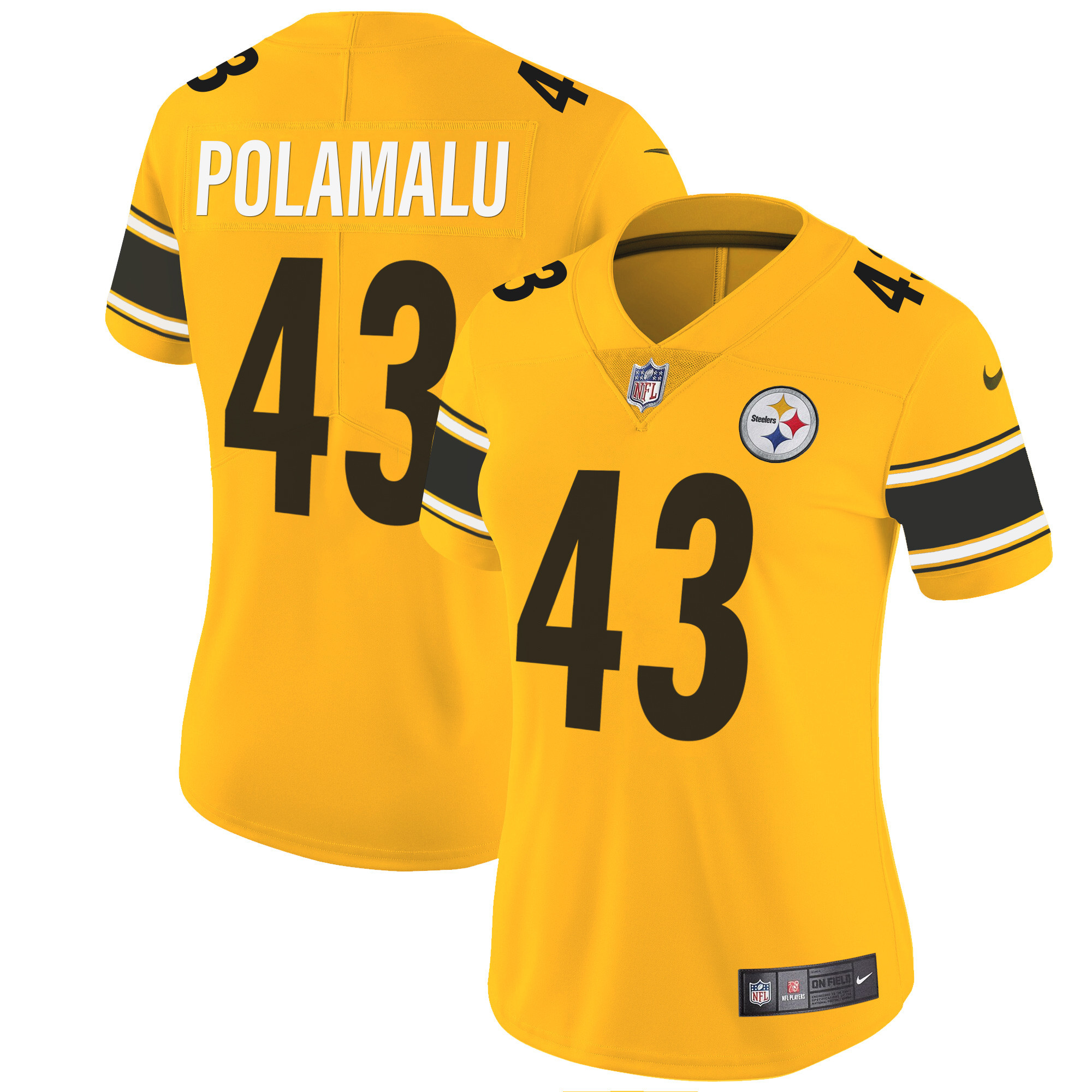 Troy Polamalu Women's Pittsburgh Steelers Vapor Limited Gold Jersey - All Stitched
