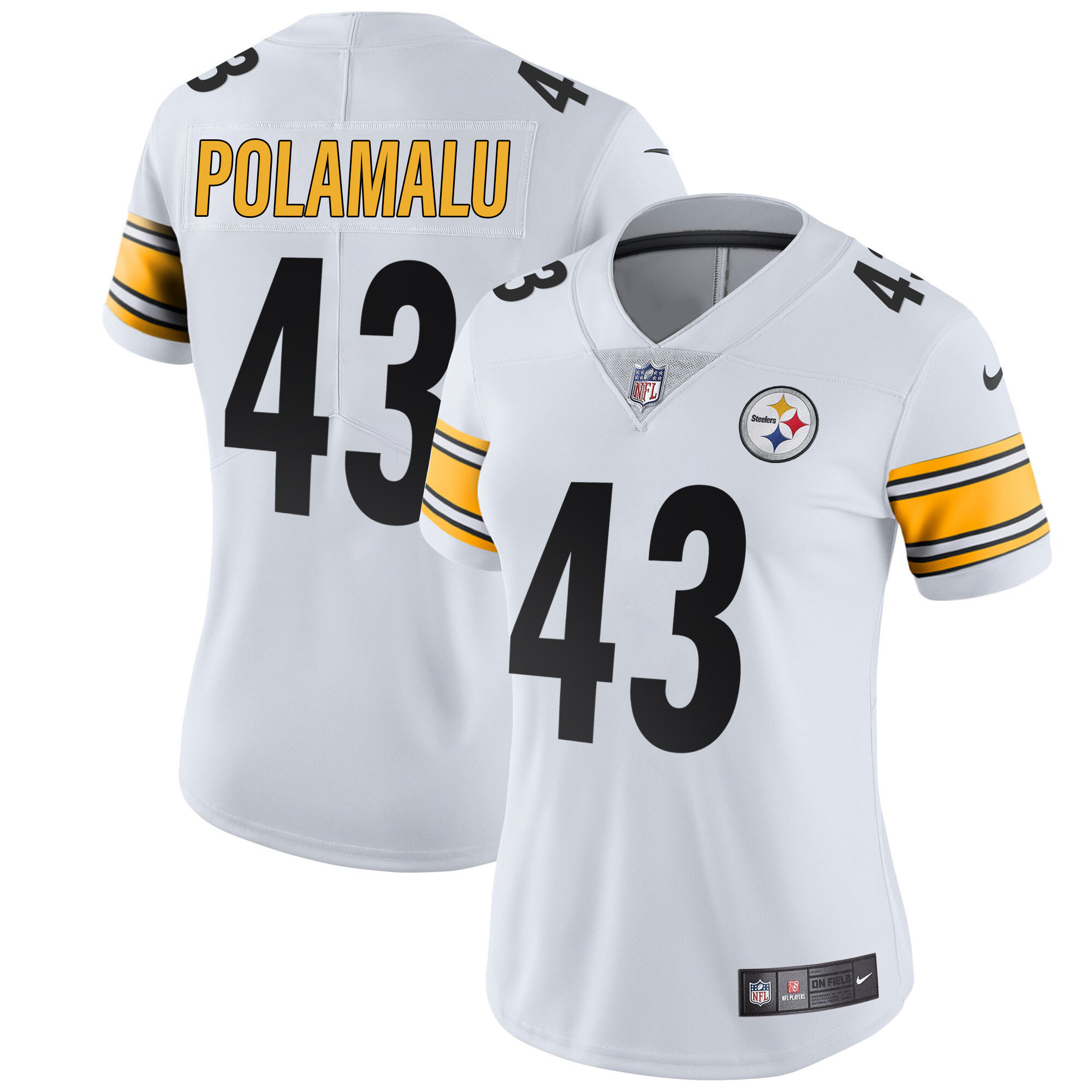 Troy Polamalu Women's Pittsburgh Steelers Vapor Limited White Jersey - All Stitched