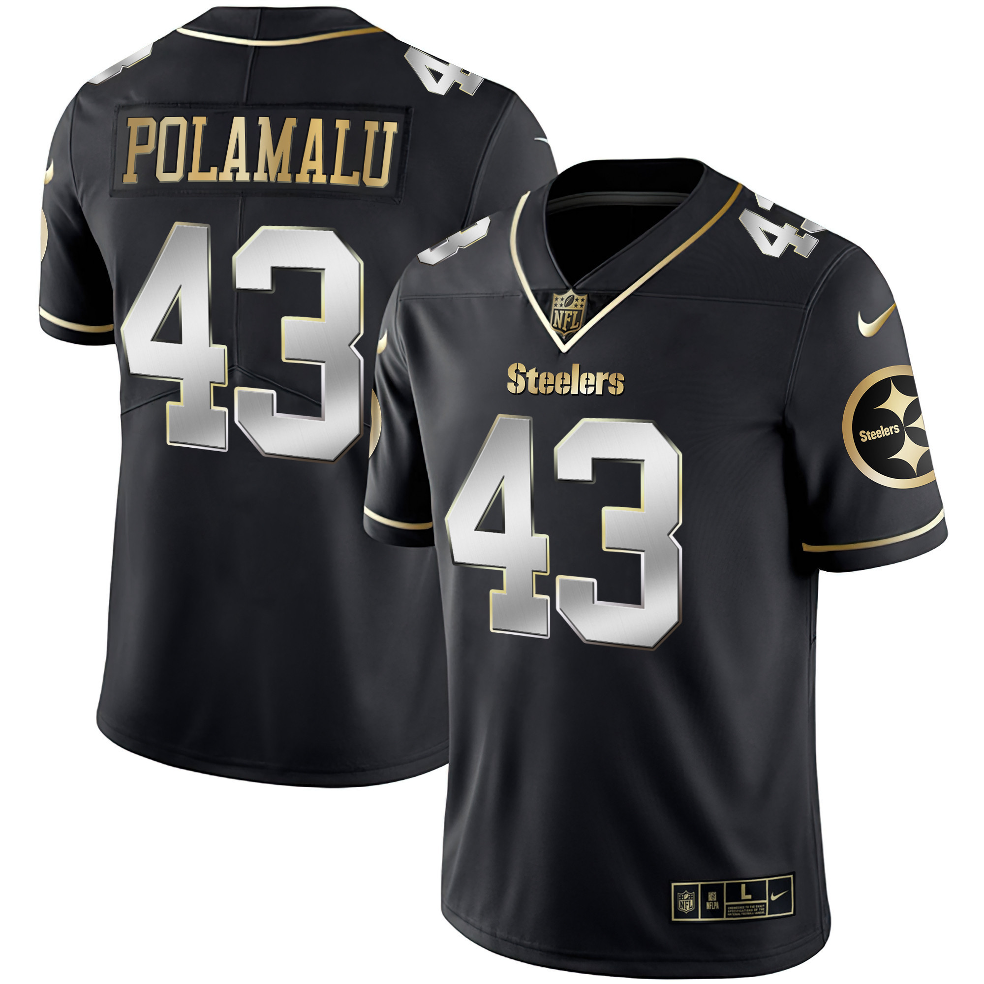 Troy Polamalu Youth's Pittsburgh Steelers Gold & Split Black Limited Jersey - All Stitched