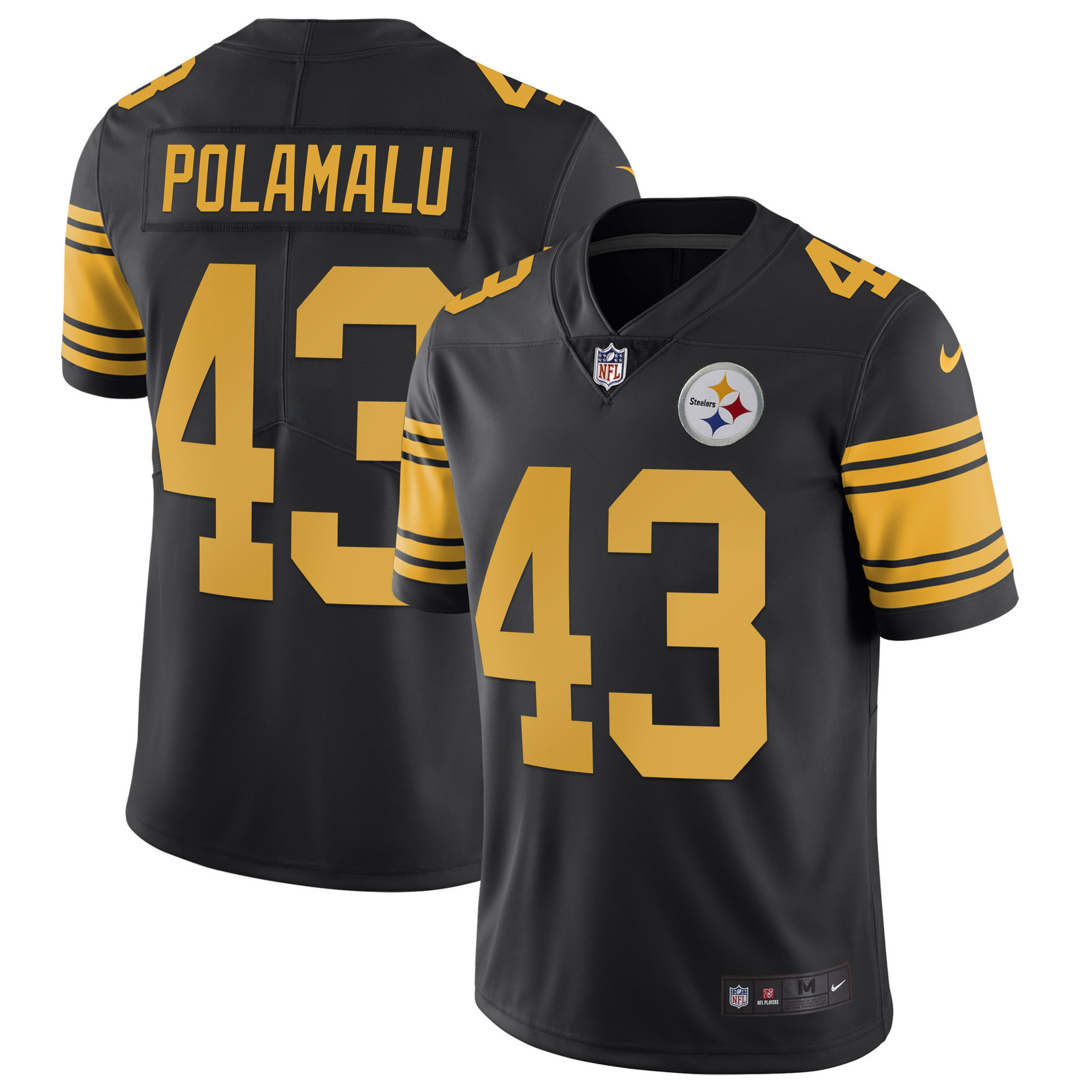 Troy Polamalu Youth's Pittsburgh Steelers Gold & Split Color Rush Jersey - All Stitched
