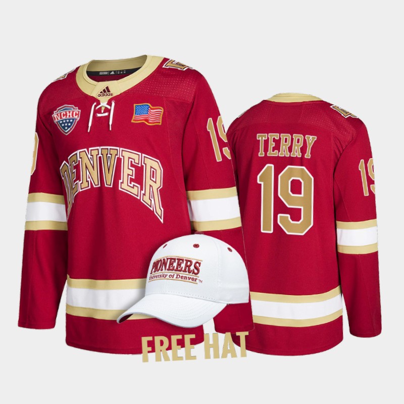 Troy Terry #19 Denver Pioneers College Crimson Jersey