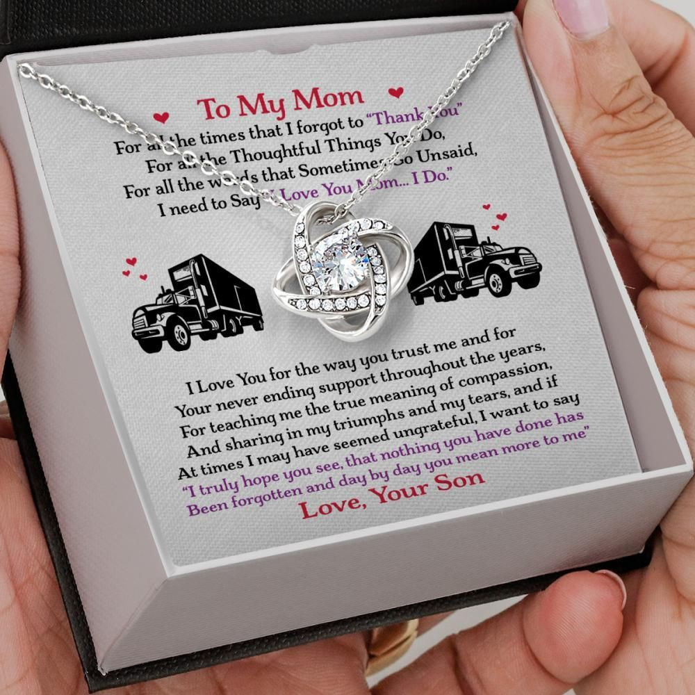 Trucker’s Mama Love You With All My Heart Love Knot Necklace Gift For Mom