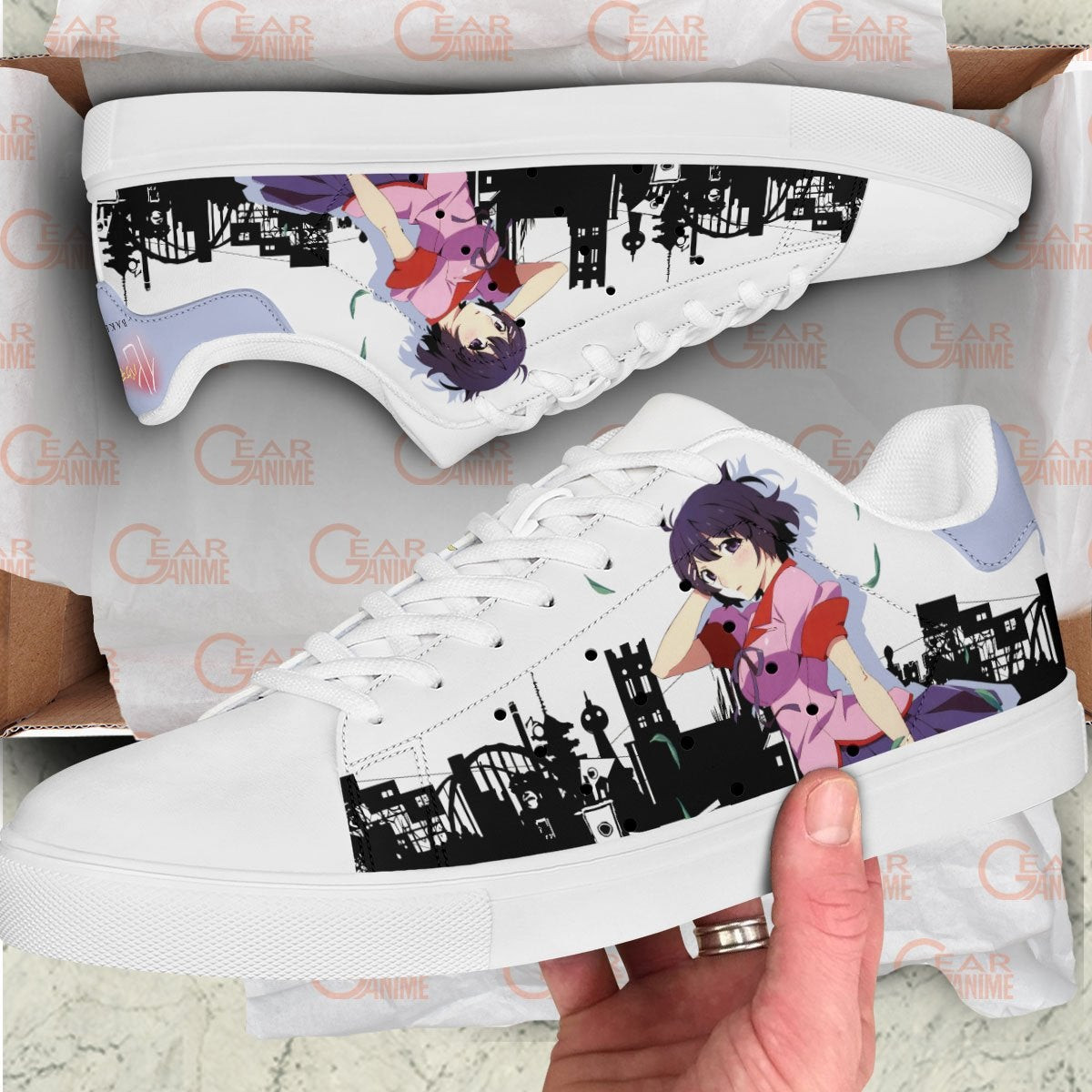 Tsubasa Hanekawa Skate Sneakers Custom Anime Bakemonogatari Shoes