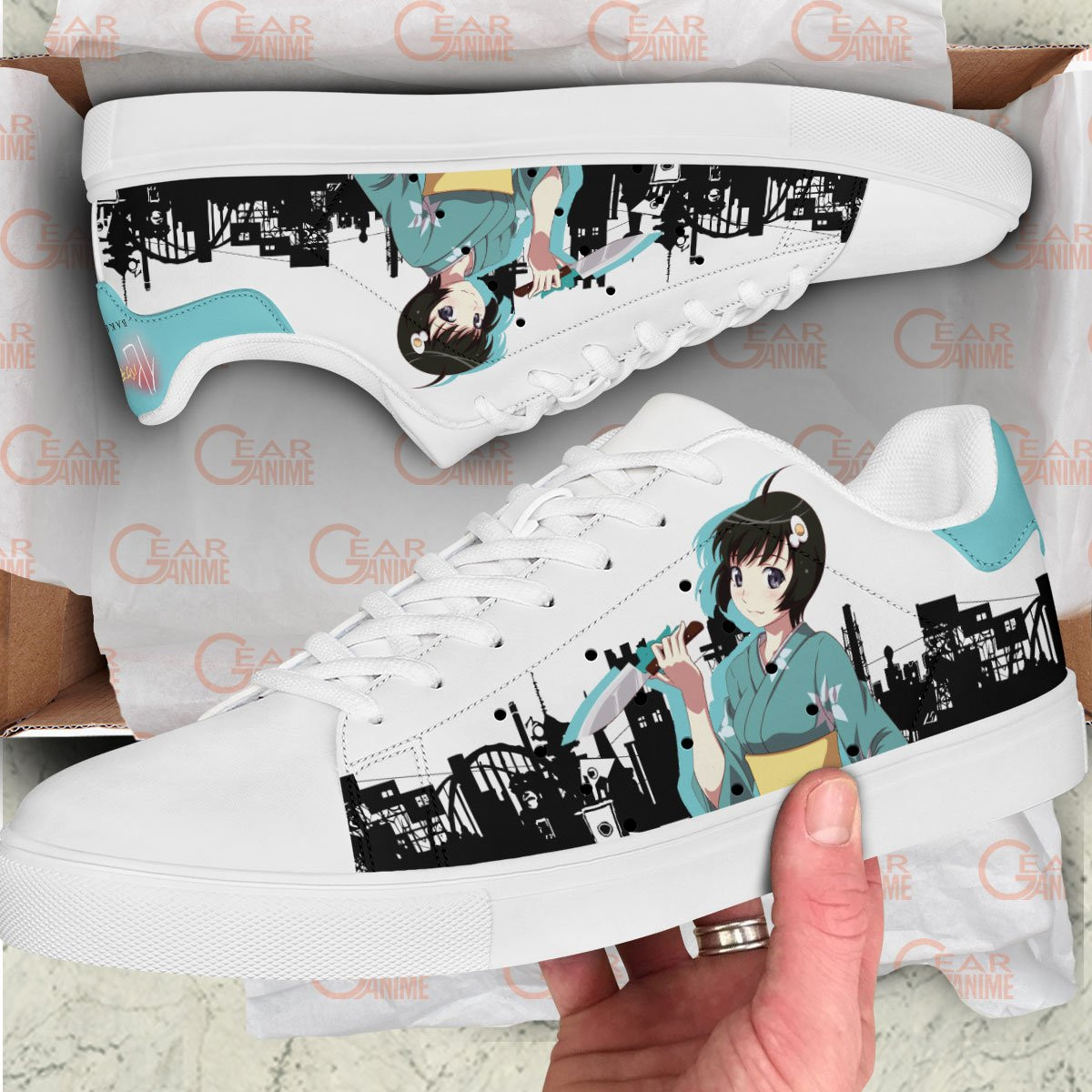 Tsukihi Araragi Skate Sneakers Custom Anime Bakemonogatari Shoes