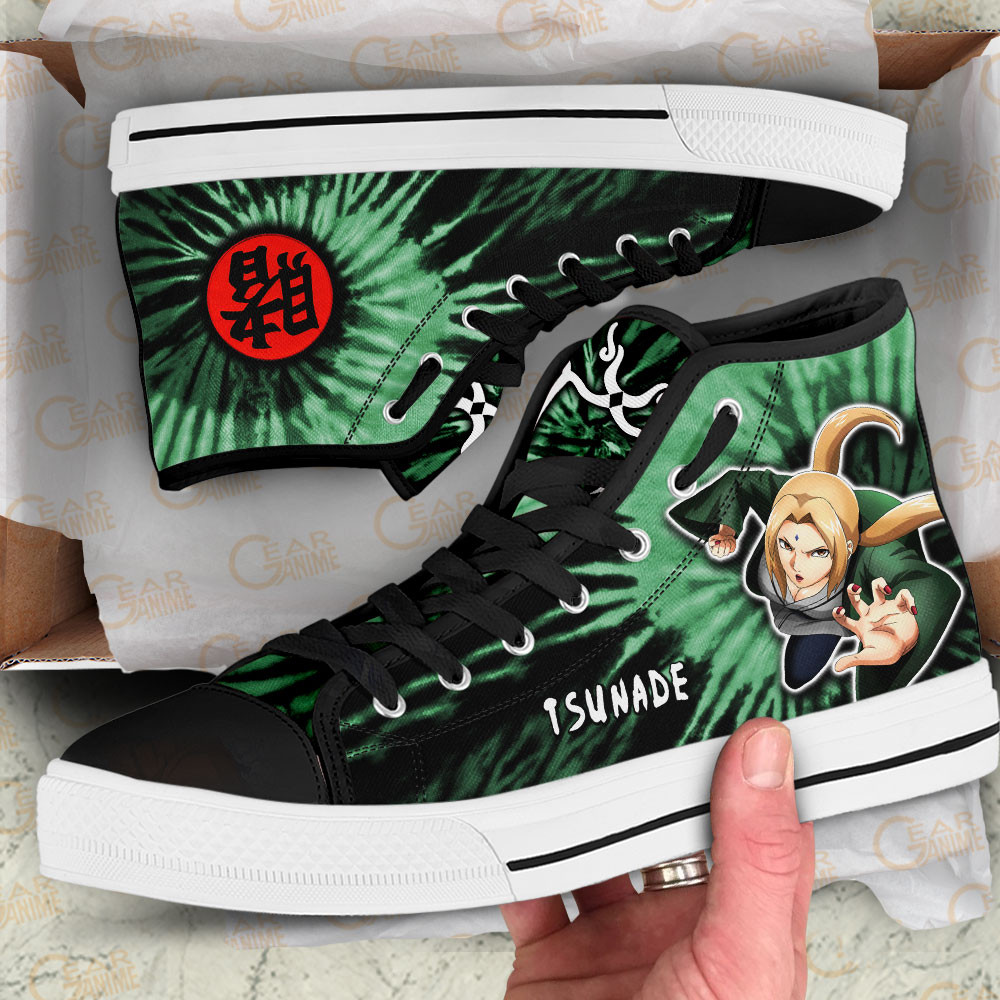 Tsunade High Top Shoes Custom Anime Sneakers Tie Dye Style