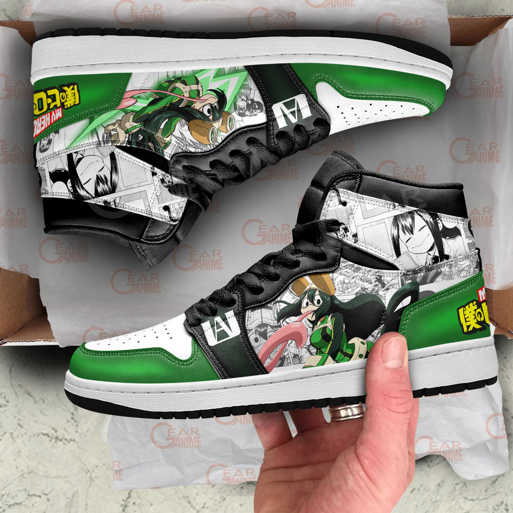 Tsuyu Asui Froppy JD1s Sneakers BNHA Manga Mixed Anime, Air Jordan Hightop