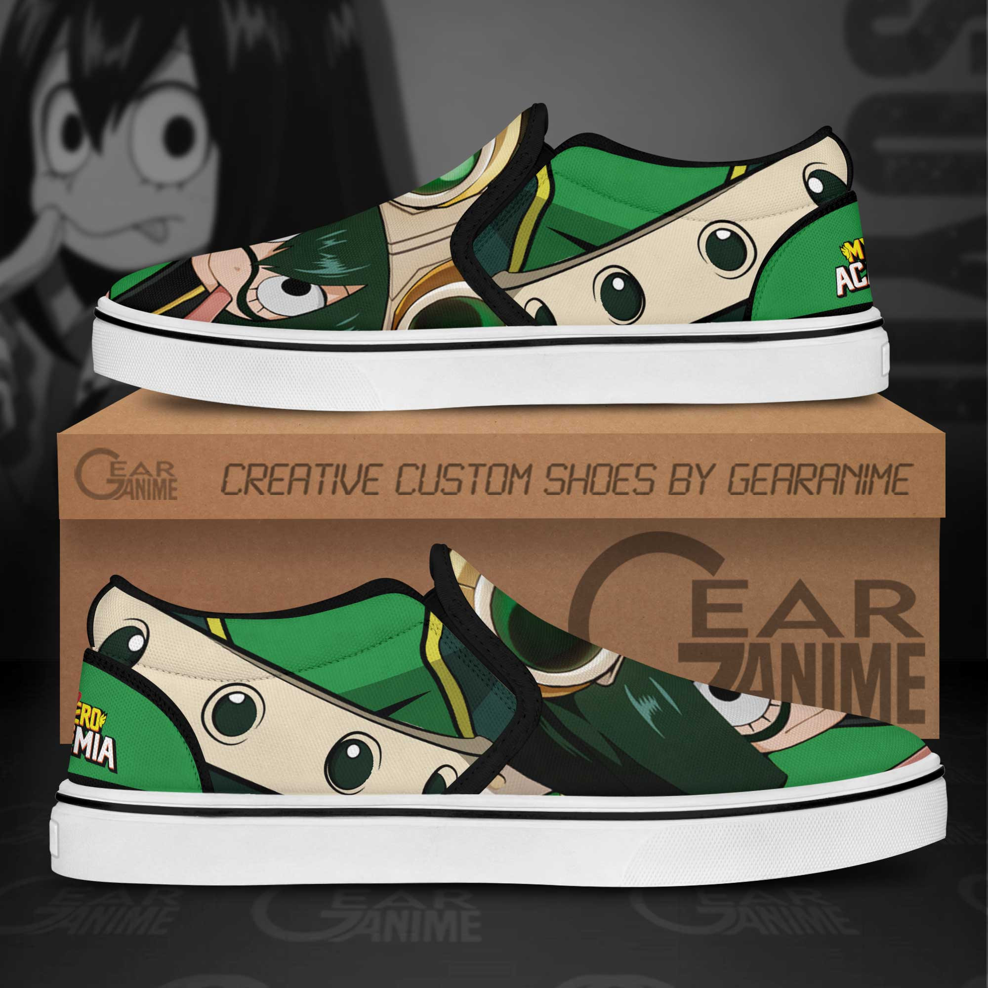 Tsuyu Asui Froppy Slip-On Shoes Canvas MHA Custom Anime Shoes