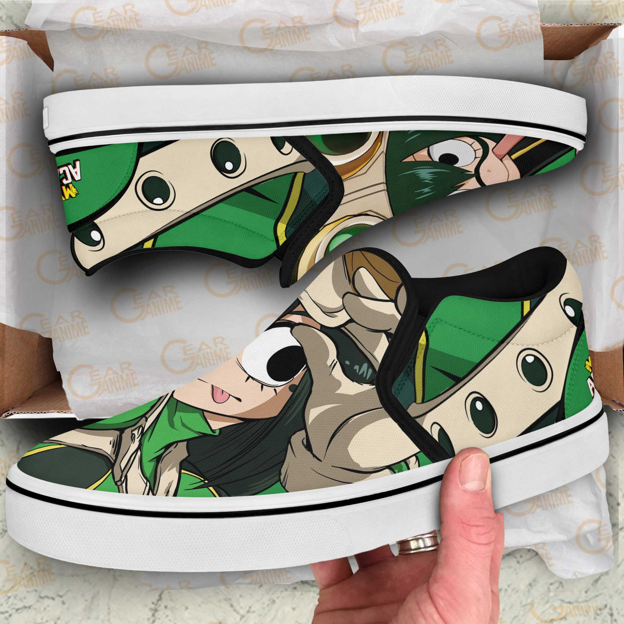 Tsuyu Asui Froppy Slip-On Shoes Canvas MHA Custom Anime Shoes