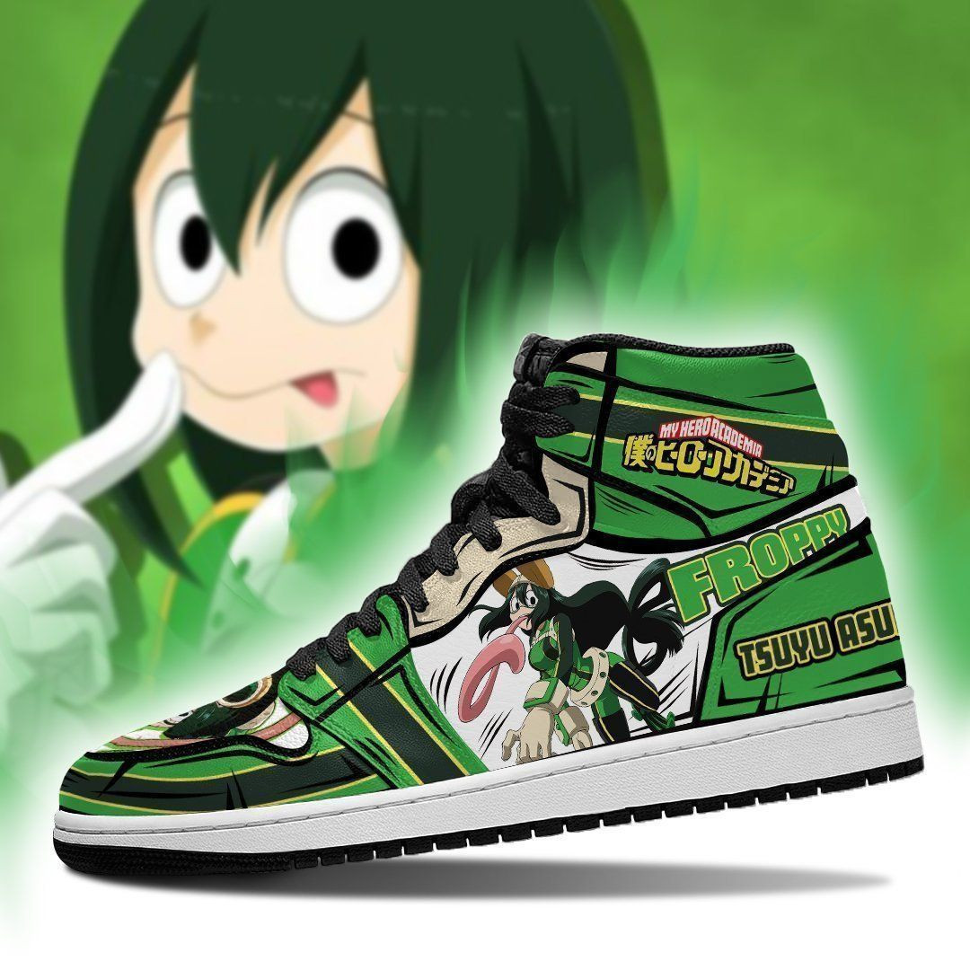 Tsuyu Asui My Hero Academia anime High Top Air Jordan Sneaker, Air Jordan Hightop