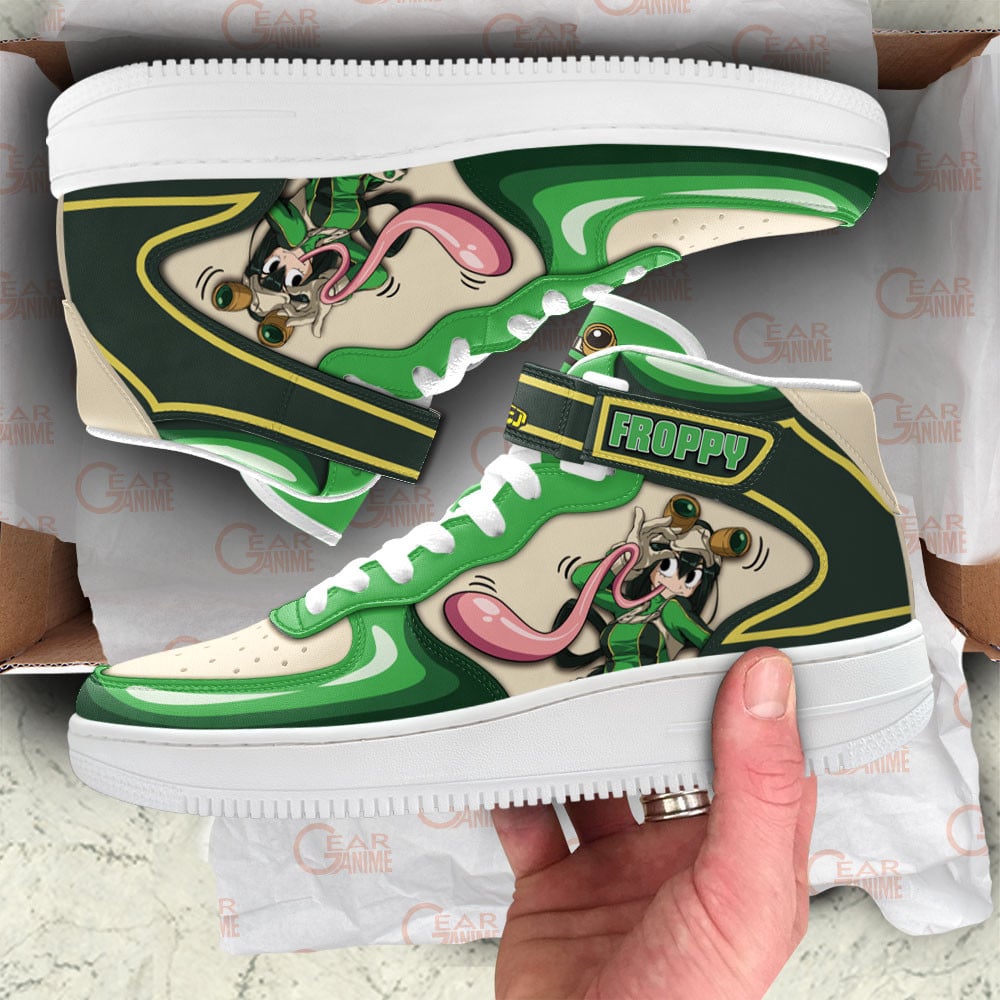 Tsuyu Asui Sneakers Air Mid Custom My Hero Academia Anime Shoes