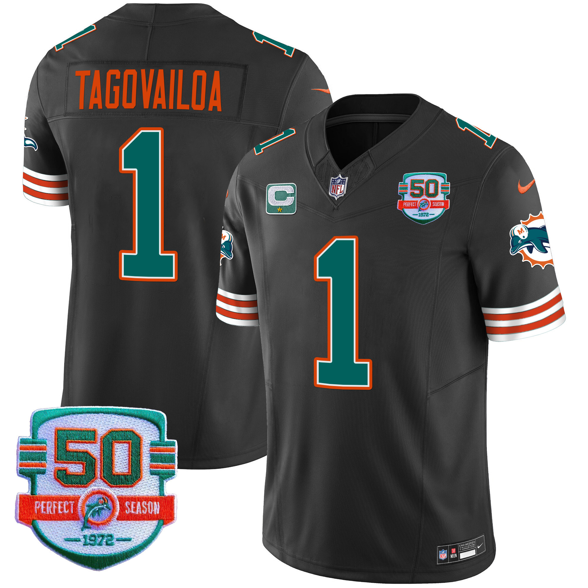 Tua Tagovailoa Men's Miami Dolphins Throwback Vapor Black Jersey - All Stitched 