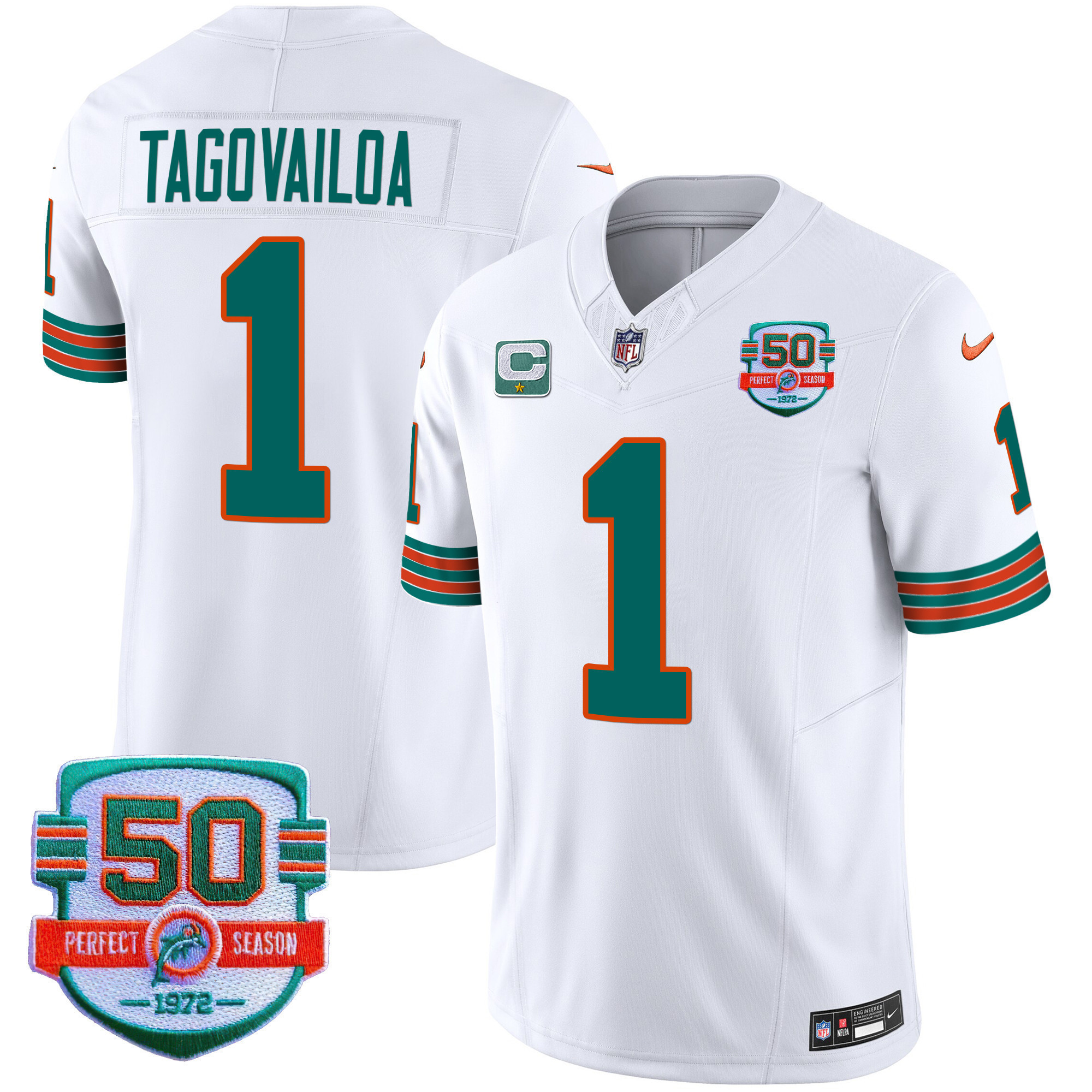 Tua Tagovailoa Men's Miami Dolphins Throwback Vapor White Jersey - All Stitched 