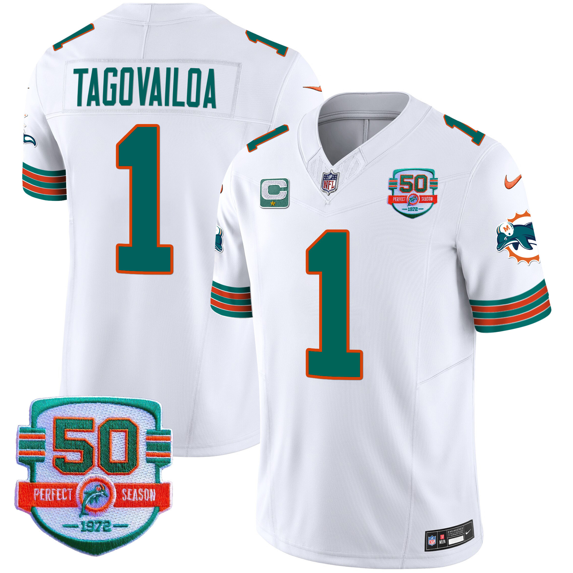Tua Tagovailoa Men's Miami Dolphins Throwback Vapor White Jersey - All Stitched 