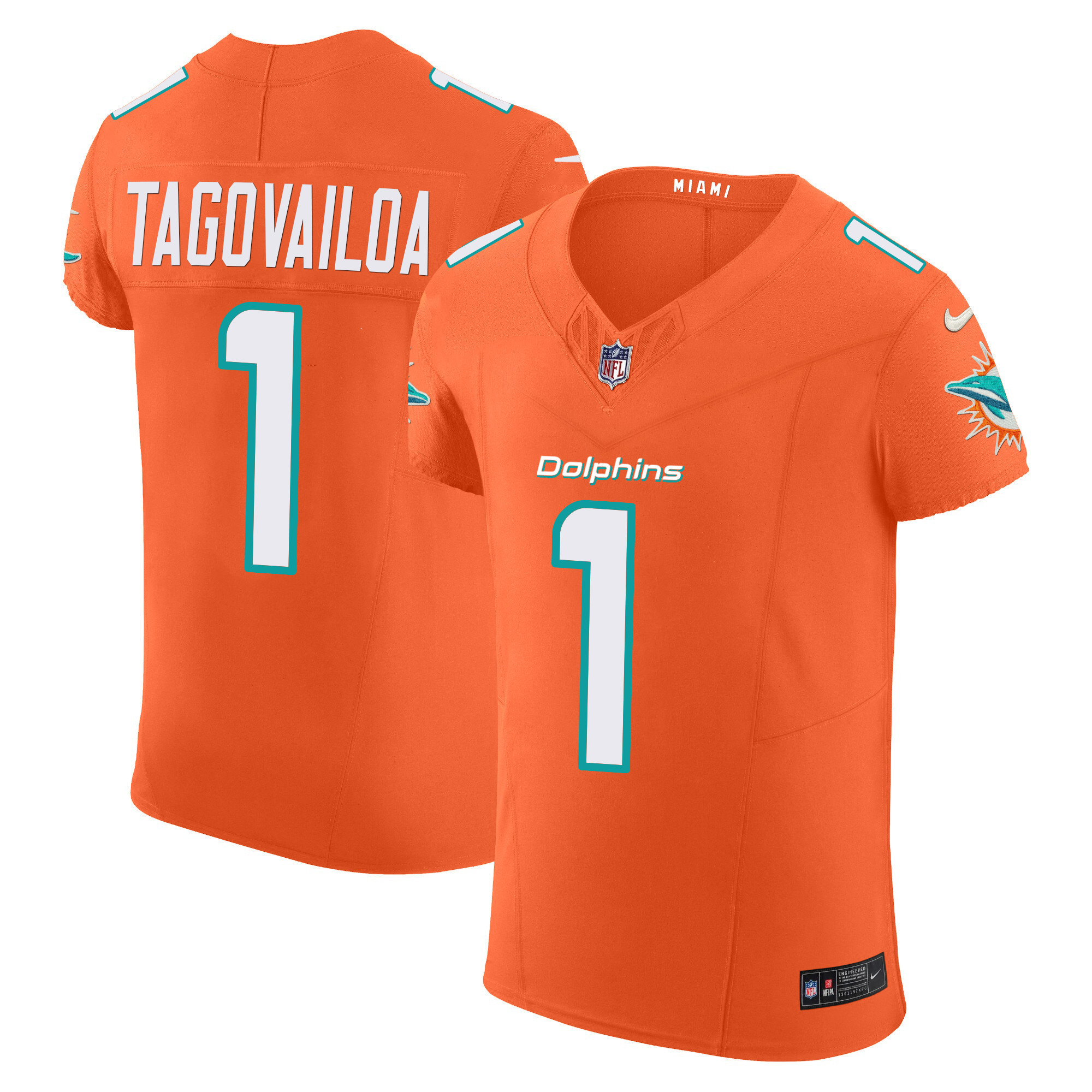 Tua Tagovailoa Men's Miami Dolphins Vapor Elite Orange Jersey - All Stitched 