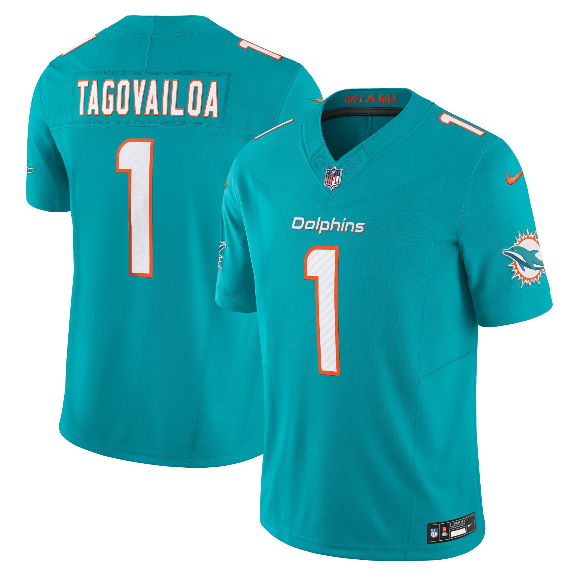 Tua Tagovailoa Men's Miami Dolphins Vapor Limited Aqua Jersey - All Stitched 