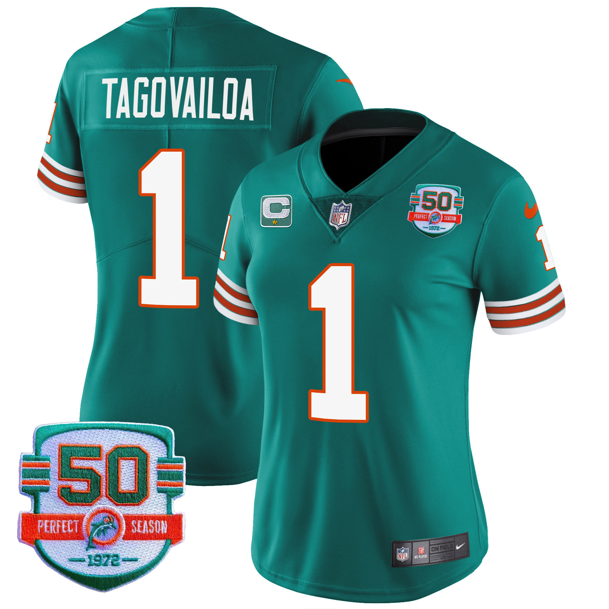 Tua Tagovailoa Women's Miami Dolphins Throwback Vapor Aqua Jersey - All Stitched 
