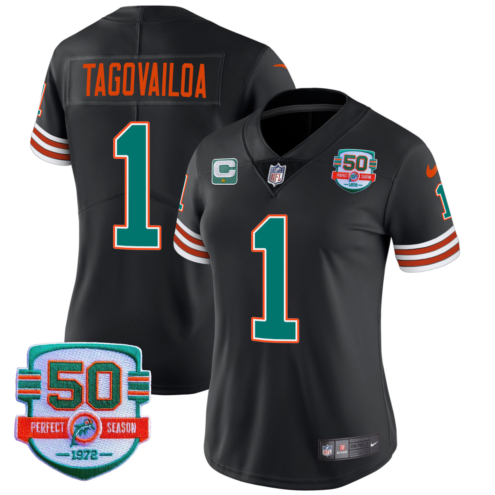 Tua Tagovailoa Women's Miami Dolphins Throwback Vapor Black Jersey - All Stitched 