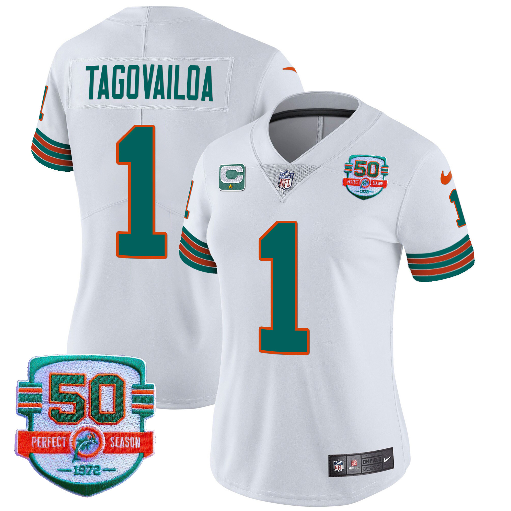 Tua Tagovailoa Women's Miami Dolphins Throwback Vapor White Jersey - All Stitched 