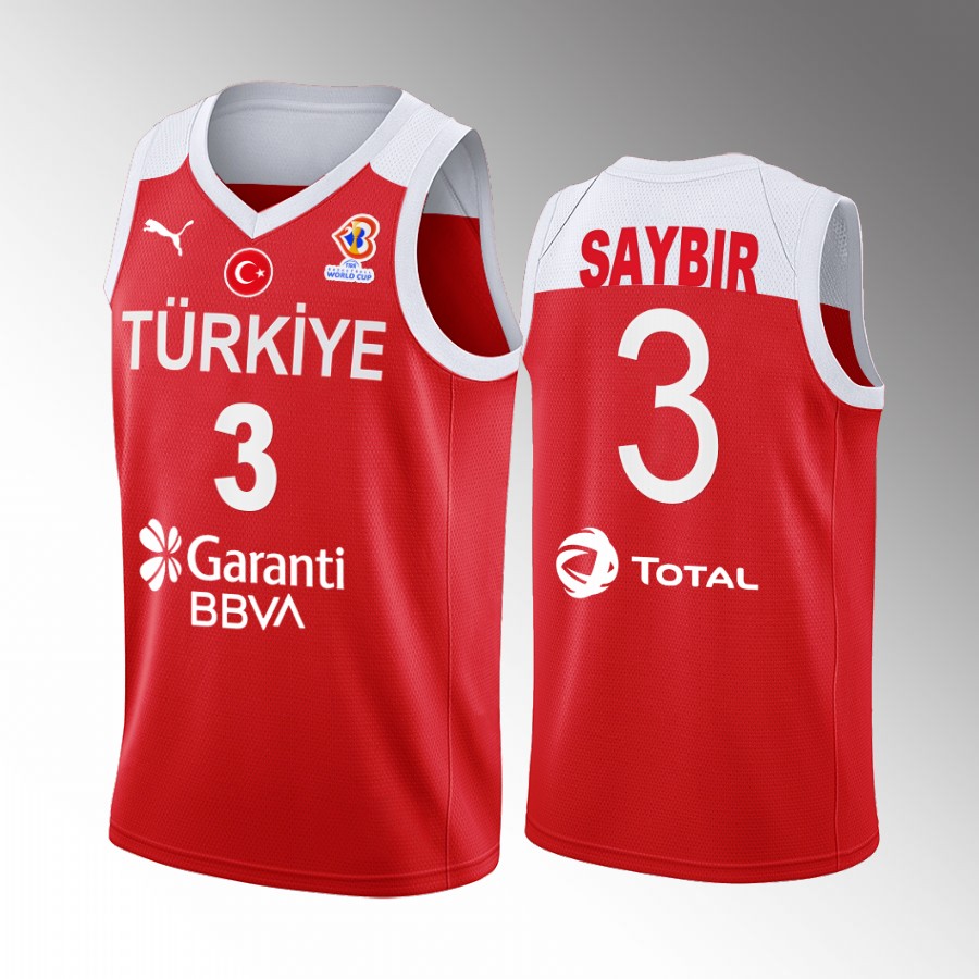 Turkey #3 Yigitcan Saybir 2022 FIBA World Cup Away Men Jersey Red