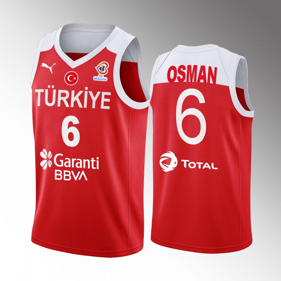 Turkey #6 Cedi Osman 2022 FIBA World Cup Away Men Jersey Red