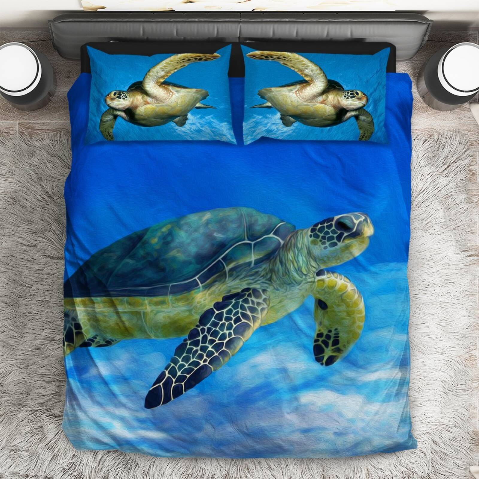 Turtle Blue Ocean 3D Customized Duvet Cover Bedding Set