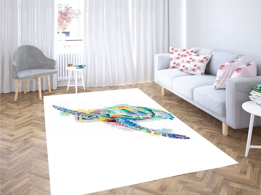 Turtle Colorful Living Room Modern Carpet Rectangle Rug