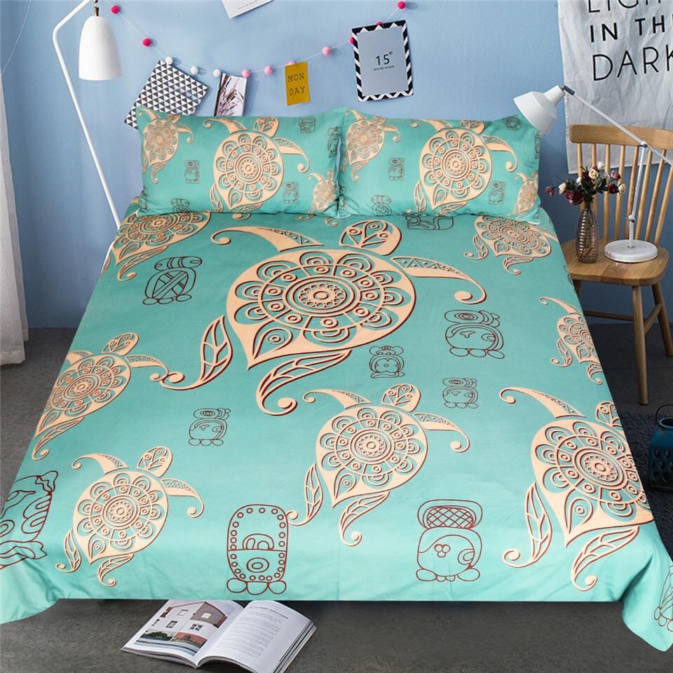 Turtle Mandala 3D Customized Duvet Cover Bedding Set