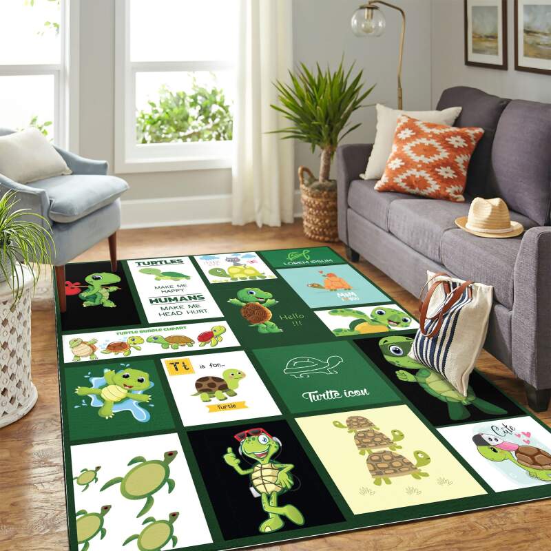 Turtles Make Me Happy Quilt Blanket Mk Carpet Area Rectangle Rug 195EDE