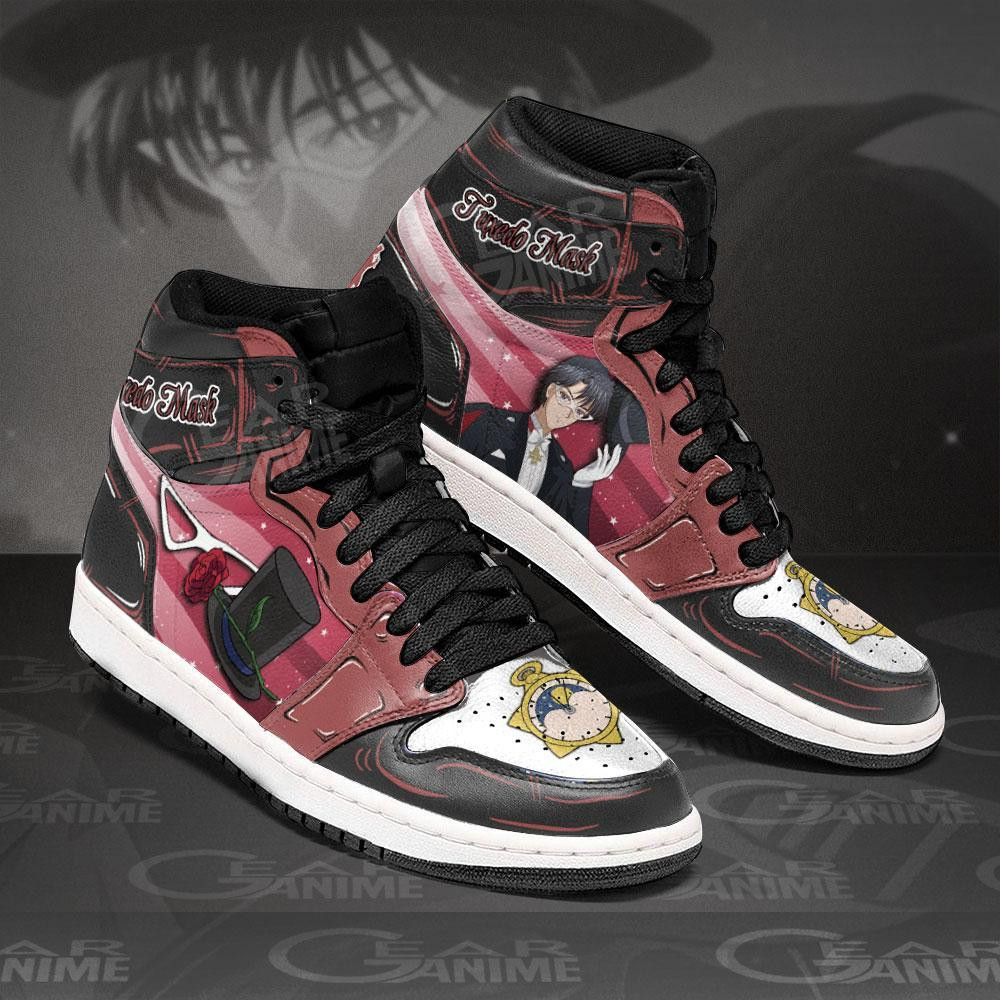 Tuxedo Mask JD1s Sneakers Sailor Anime Shoes, Air Jordan Hightop