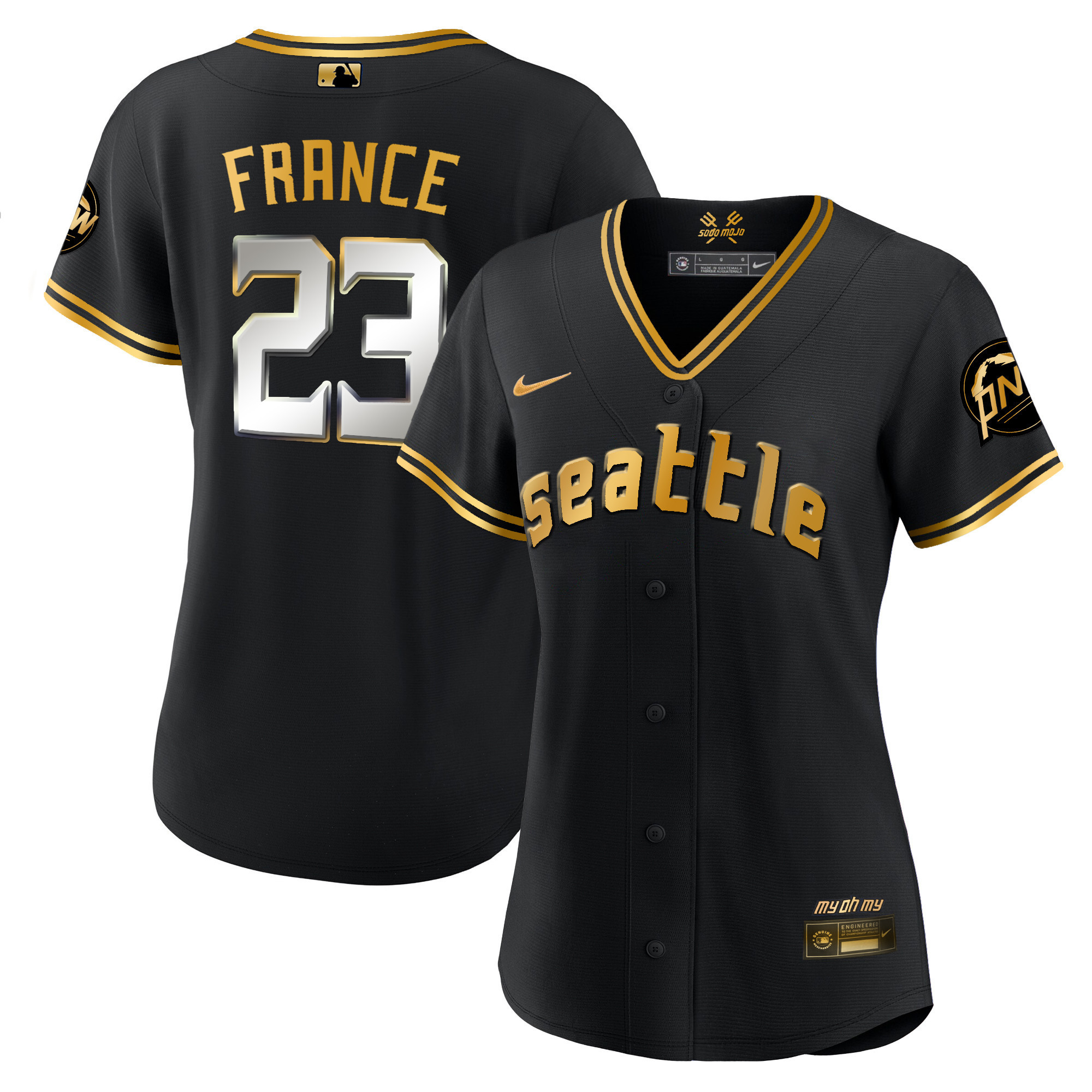Ty France Women's Seattle Mariners 2023 City Connect Gold Black Gold Jersey - All Stitched