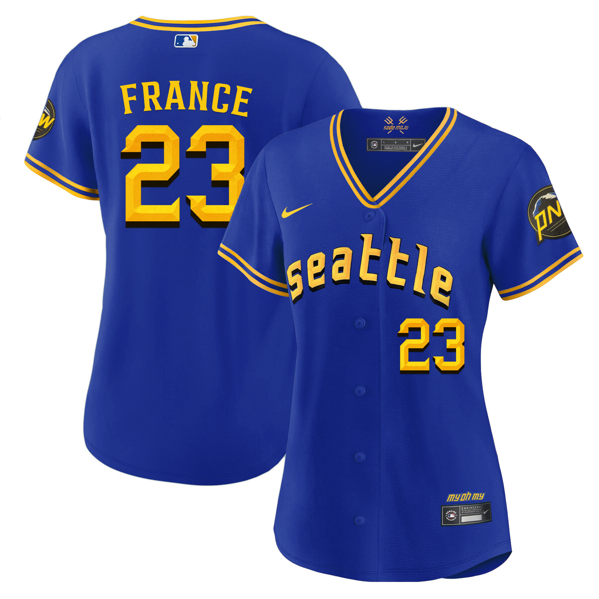 Ty France Women's Seattle Mariners 2023 City Connect Gold Fan Made Royal Jersey - All Stitched