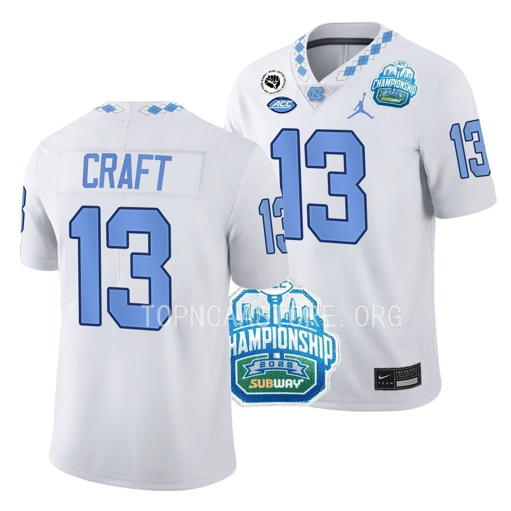 Tylee Craft North Carolina Tar Heels 2022 ACC Championship #13 Jersey Men's White Limited Uniform