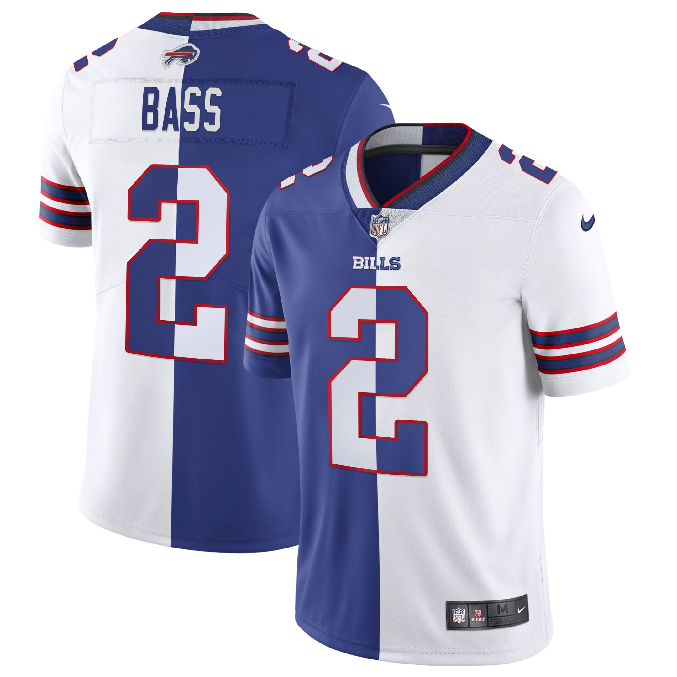 Tyler Bass Buffalo Bills Split Split Royal White Jersey - All Stitched 