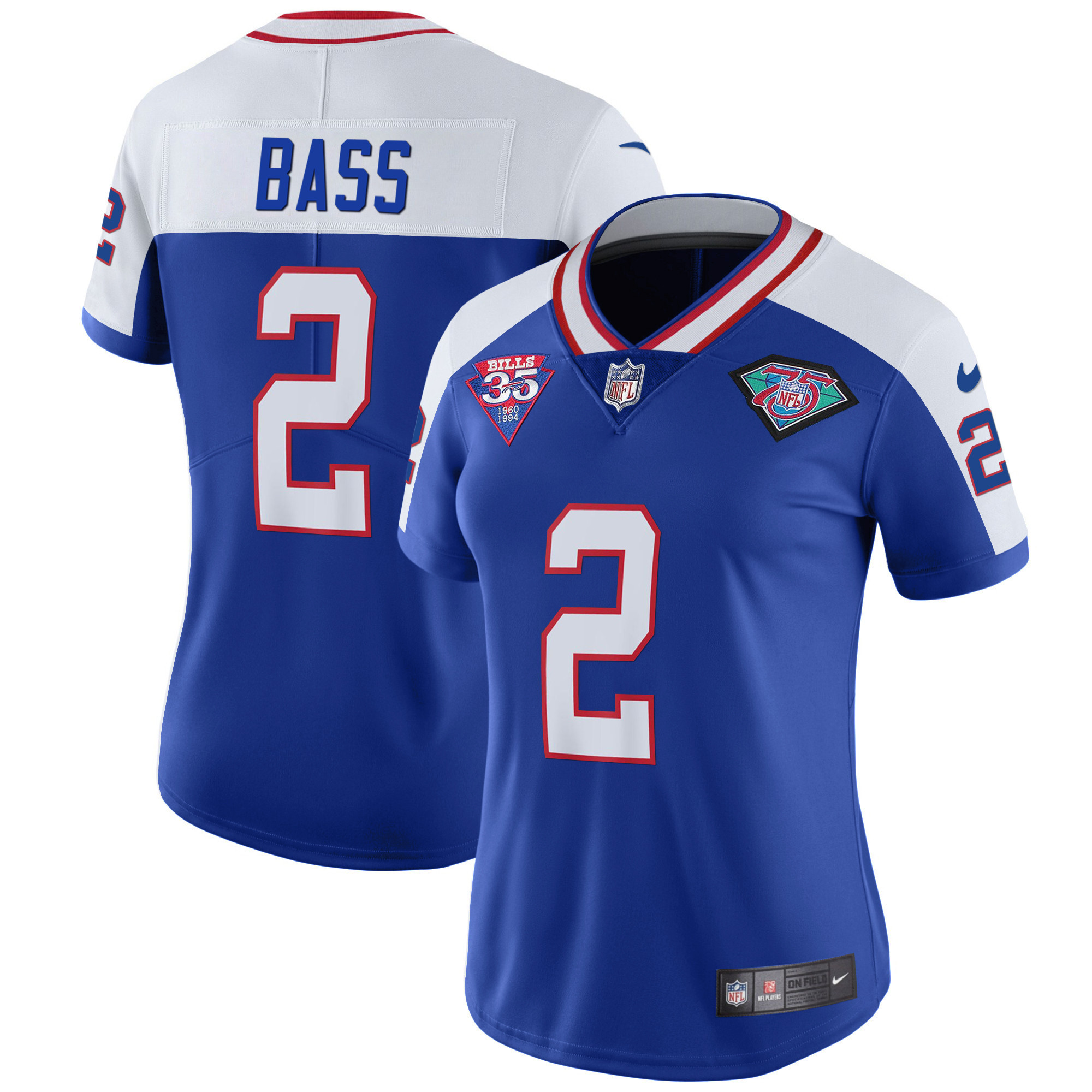 Tyler Bass Women's Buffalo Bills 1994 Throwback Vapor Alternate Jersey - All Stitched 