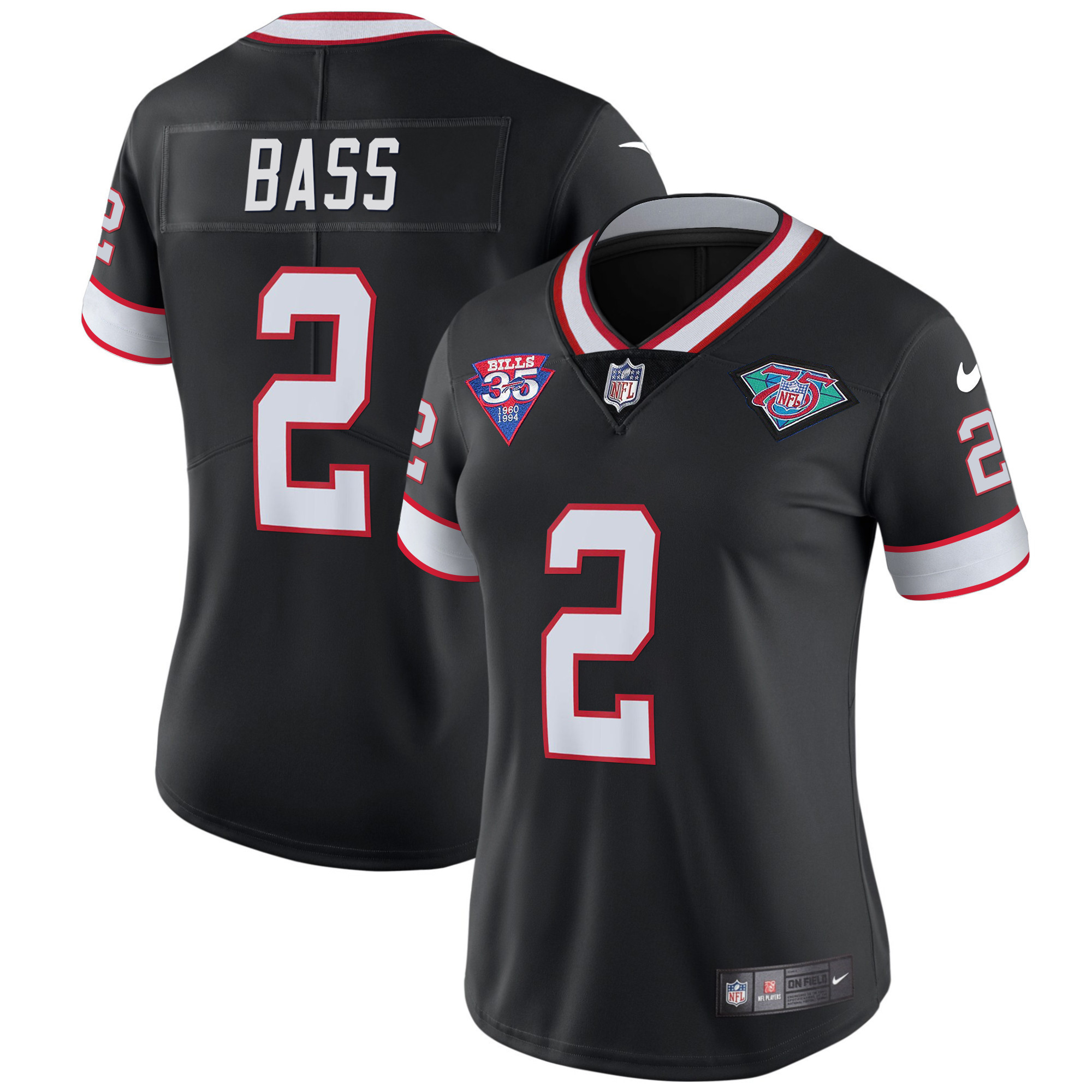 Tyler Bass Women's Buffalo Bills 1994 Throwback Vapor Black Jersey - All Stitched 