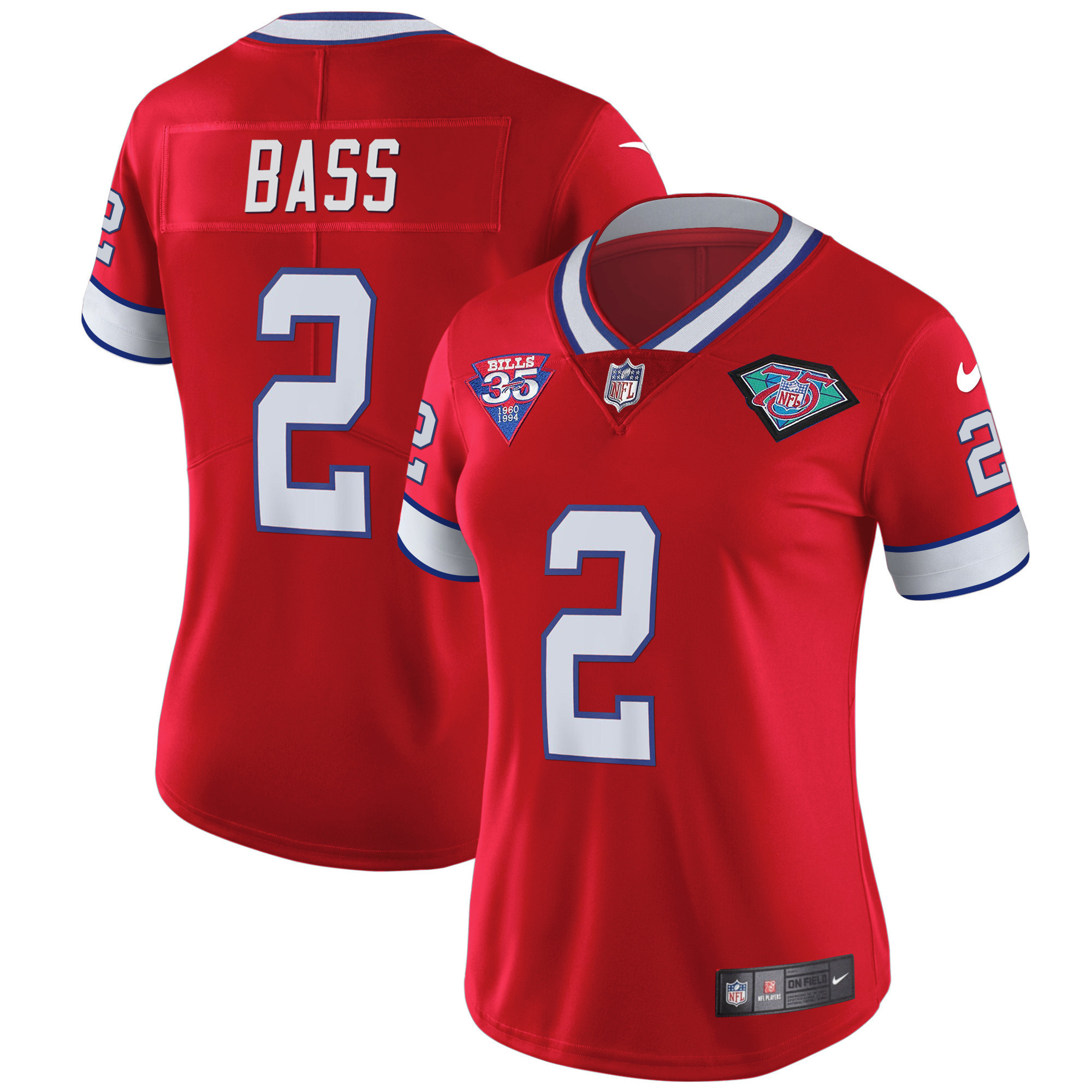 Tyler Bass Women's Buffalo Bills 1994 Throwback Vapor Red Jersey - All Stitched 
